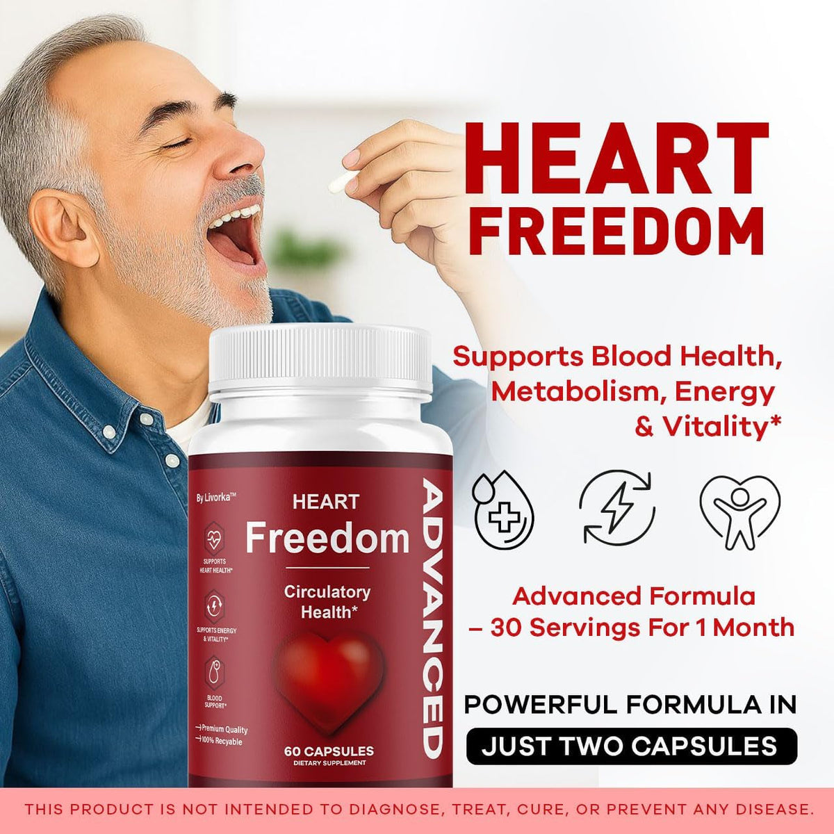 Heart Freedom - Heart Freedom Capsules, Official Pills All Natural Ingredients - Maximum Strength, Premium Advanced Formula Support Health & Wellness, 60 Capsules for 1 Month