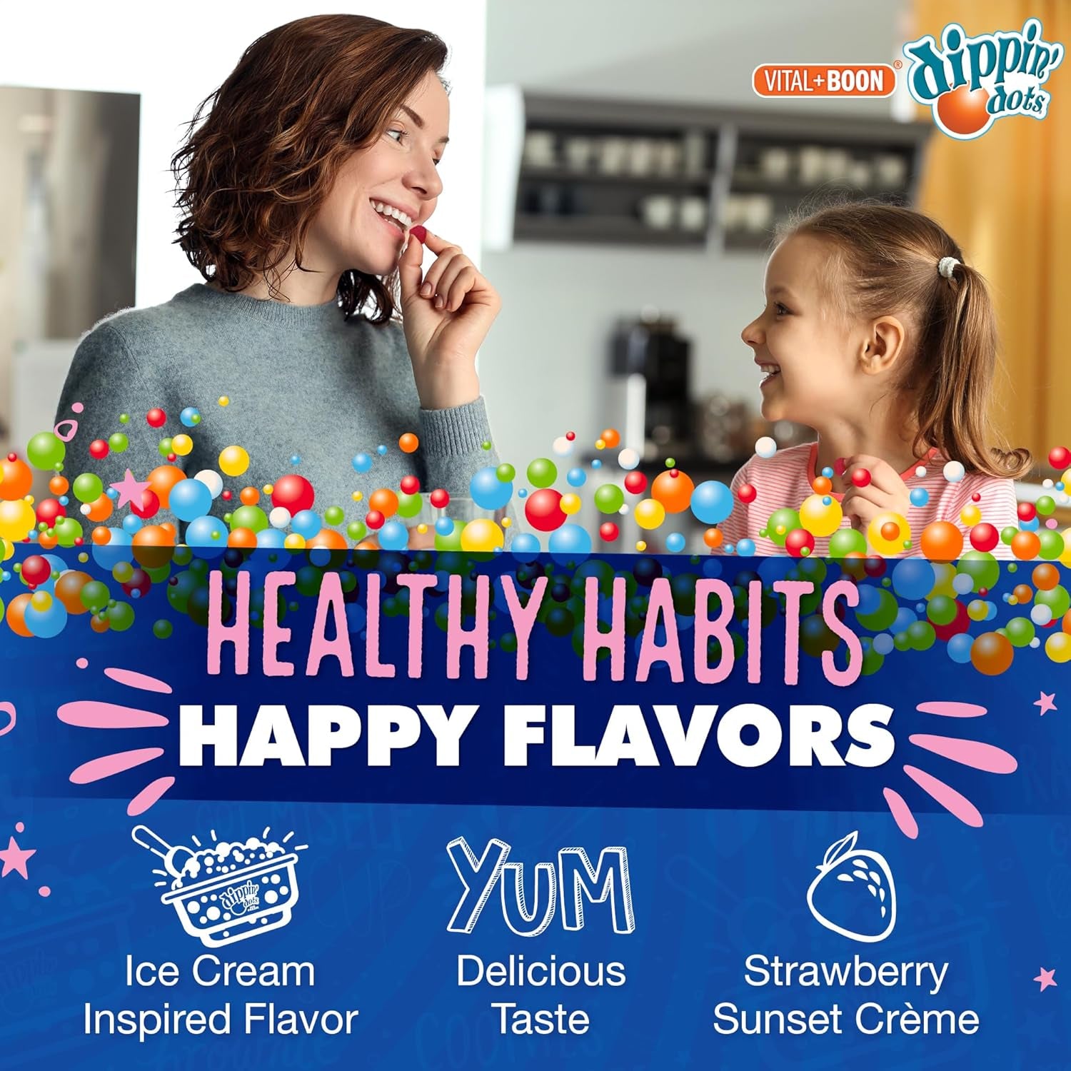 Dippin Dots - Melatonin Gummies for Kids & Adults (60 Days Supply) Strawberry Sunset Creme Flavor | 2.5Mg per Kids Melatonin Supplement for Faster, Longer Sleep | Gummies for Children (120 Count)