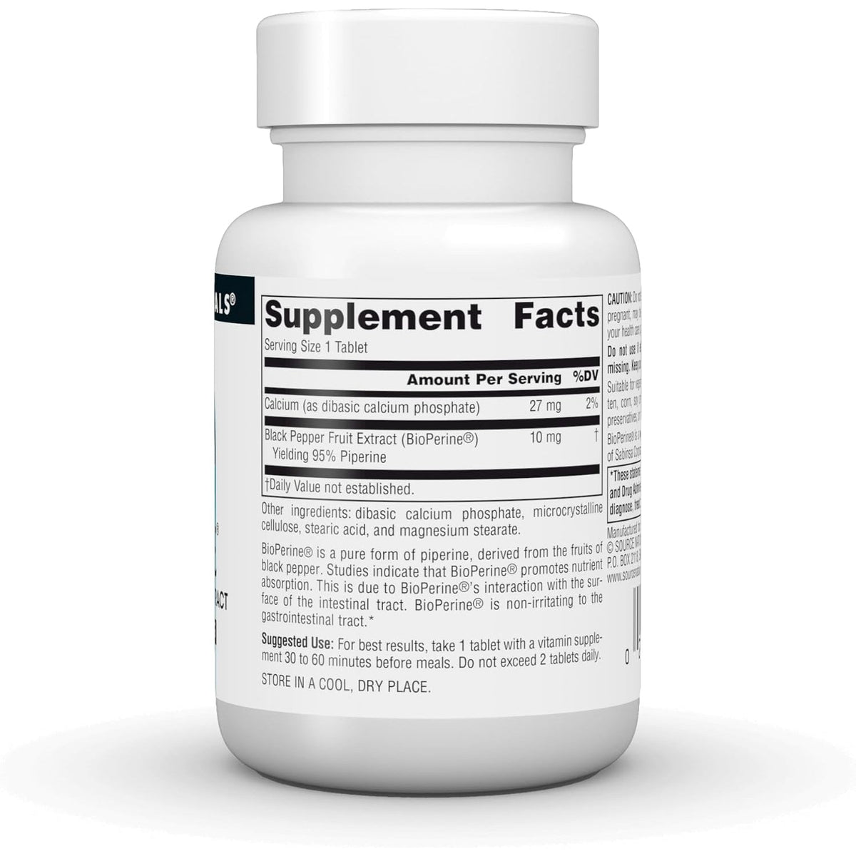 Source Naturals Bioperine - Black Pepper Fruit Extract, Promotes Nutrient Absorption* 10 Mg, 120 Tablets