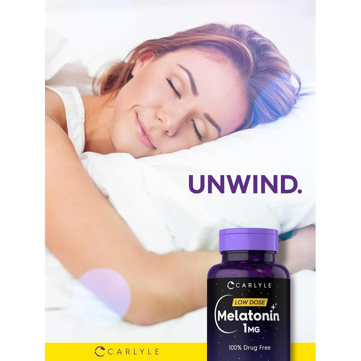 Carlyle Melatonin 1 Mg | 300 Low Dose Tablets | Drug Free Aid | Vegetarian, Non-Gmo, Gluten Free