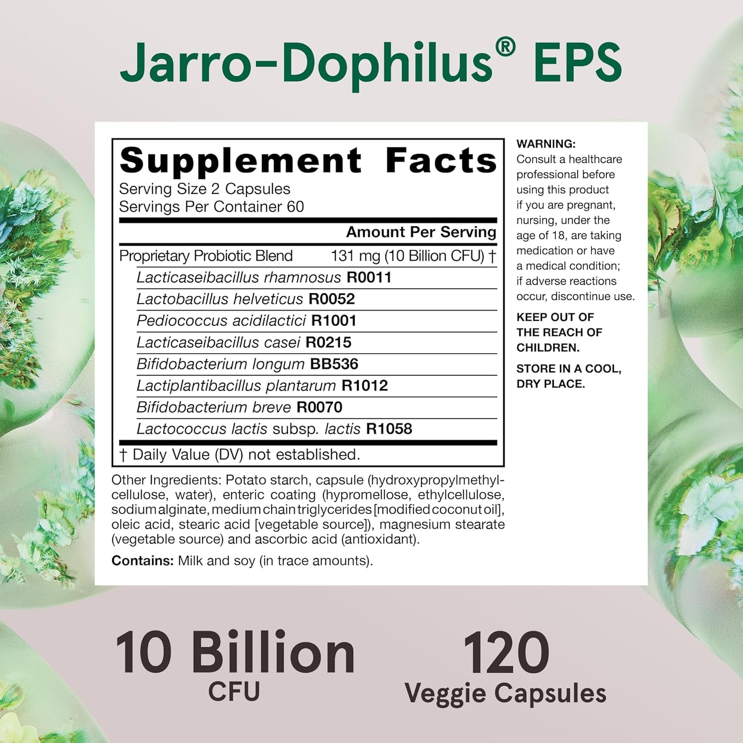 Jarrow Formulas Jarro Dophilus Probiotics 10 Billion CFU - Probiotic Supplement Capsules for Digestive Health & Gut Health for Women and Men, 120 Veggie Capsules, up to 60 Days, Shelf Stable