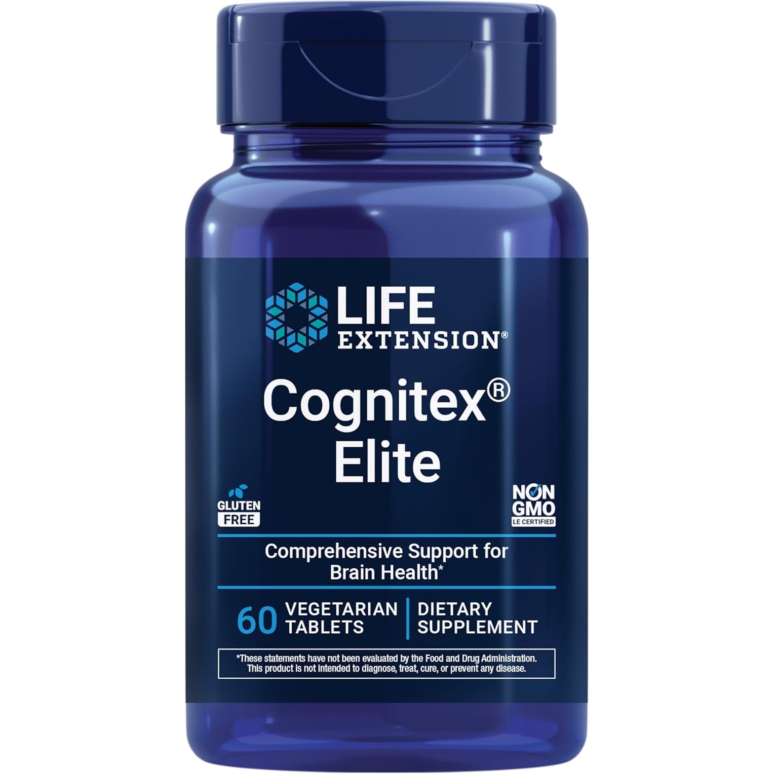 Life Extension Cognitex® Elite, Sage, Blueberry, Ashwagandha, Phosphatidylserine, Vinpocetine, Attention, Focus, Mood & Memory, Gluten-Free, Non-Gmo, Vegetarian, 60 Tablets