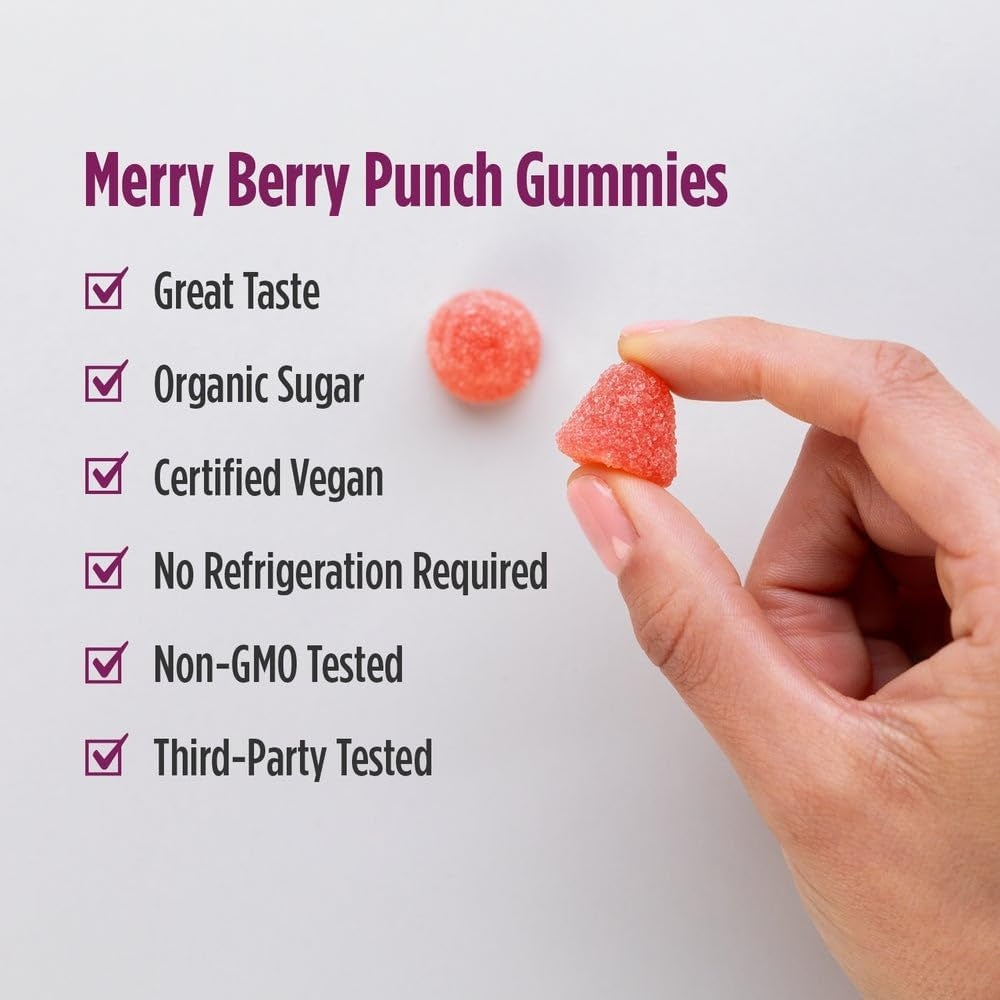 Nordic Naturals Kids Nordic Flora Probiotic Gummies, Merry Berry Punch - 60 Gummies - 1.5 Billion CFU & Prebiotic Fiber - Non-Gmo, Vegan - 30 Servings
