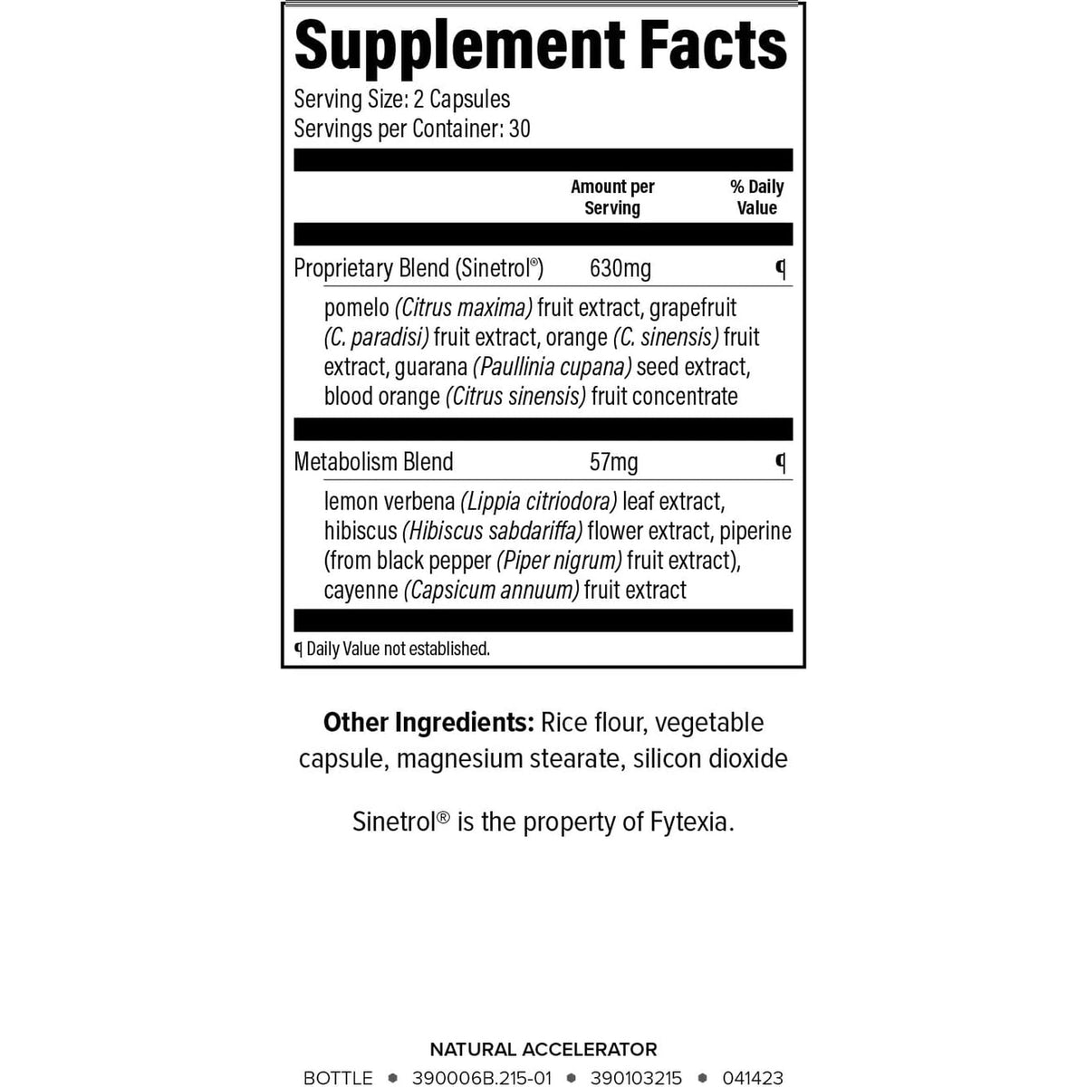 Isagenix Natural Accelerator New Blend Supports Enhanced Metabolism Features Sinetrol Patented and Clinically Studied Ingredient Supports Fat Burning with Thermogenic Cayenne Lemon Verbena Guarana