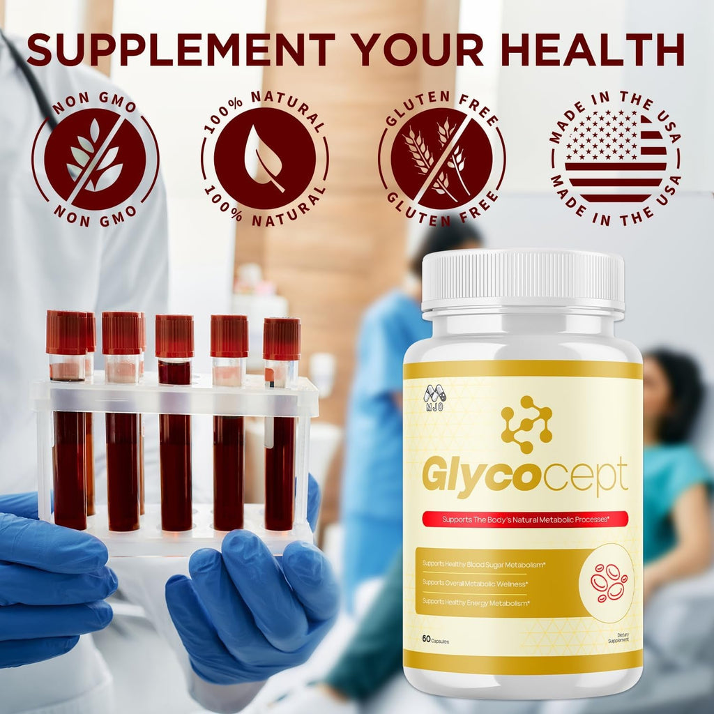 Glycocept Capsules, Official Glycocept Pills with All Natural Ingredients, Advanced Glycocept Capsules Health and Wellness Vitamin Supplement for Maximum Strength Multivitamin Supports (60 Capsules)