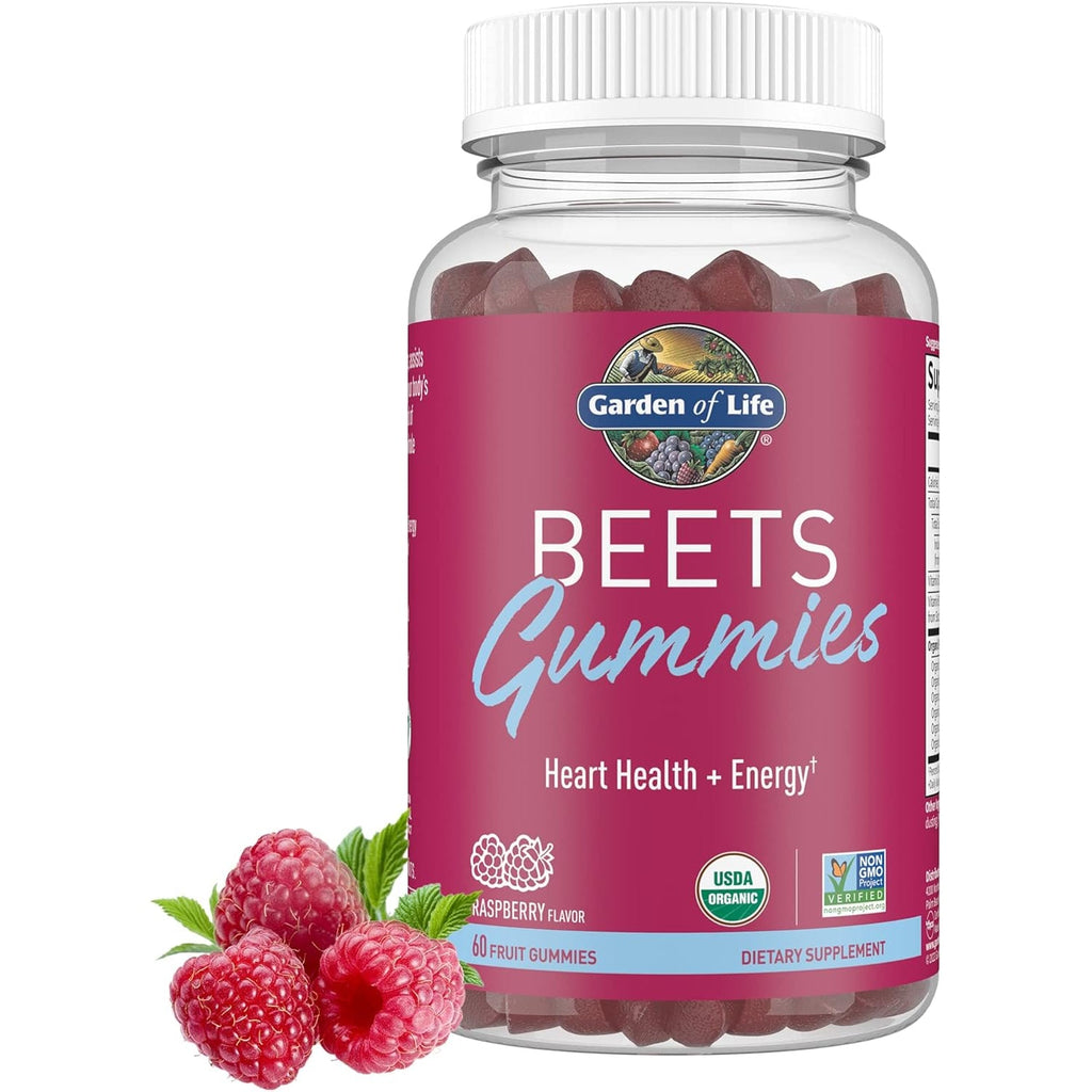 Garden of Life Organic Beet Root Gummies Made from Pectin with Antioxidants, Vitamin C, Vitamin D & B12 for Heart Health & Energy – BEETS Gummies – Vegan, Gluten Free, Non GMO, Raspberry, 30 Servings