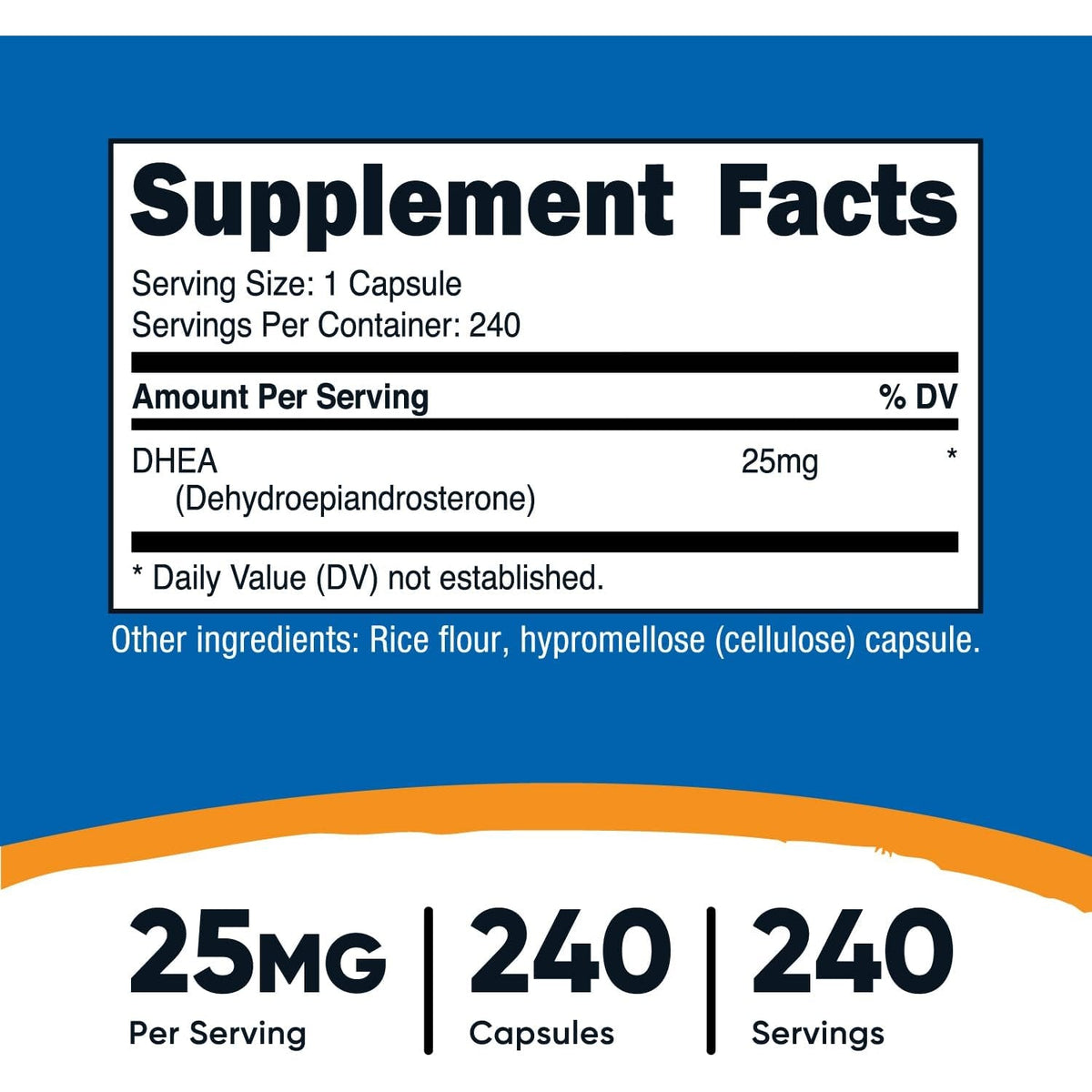Nutricost DHEA 25Mg, 240 Capsules - Gluten Free, Soy Free, Non-Gmo, Supplement