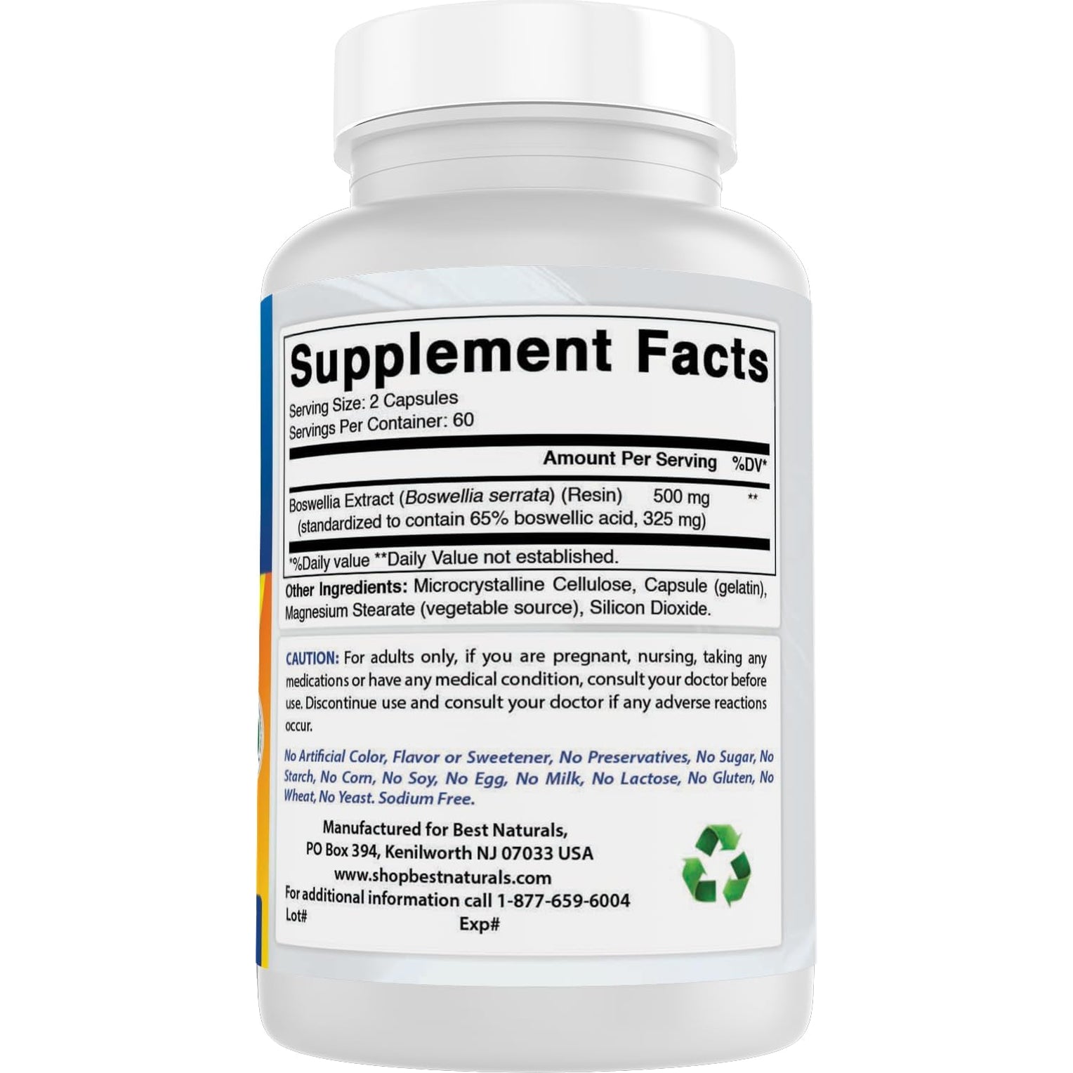 Best Naturals Boswellia Serrata Joint Health 250 Mg 120 Capsules - Standardized to 65% Boswellic Acid (120 Count (Pack of 1))