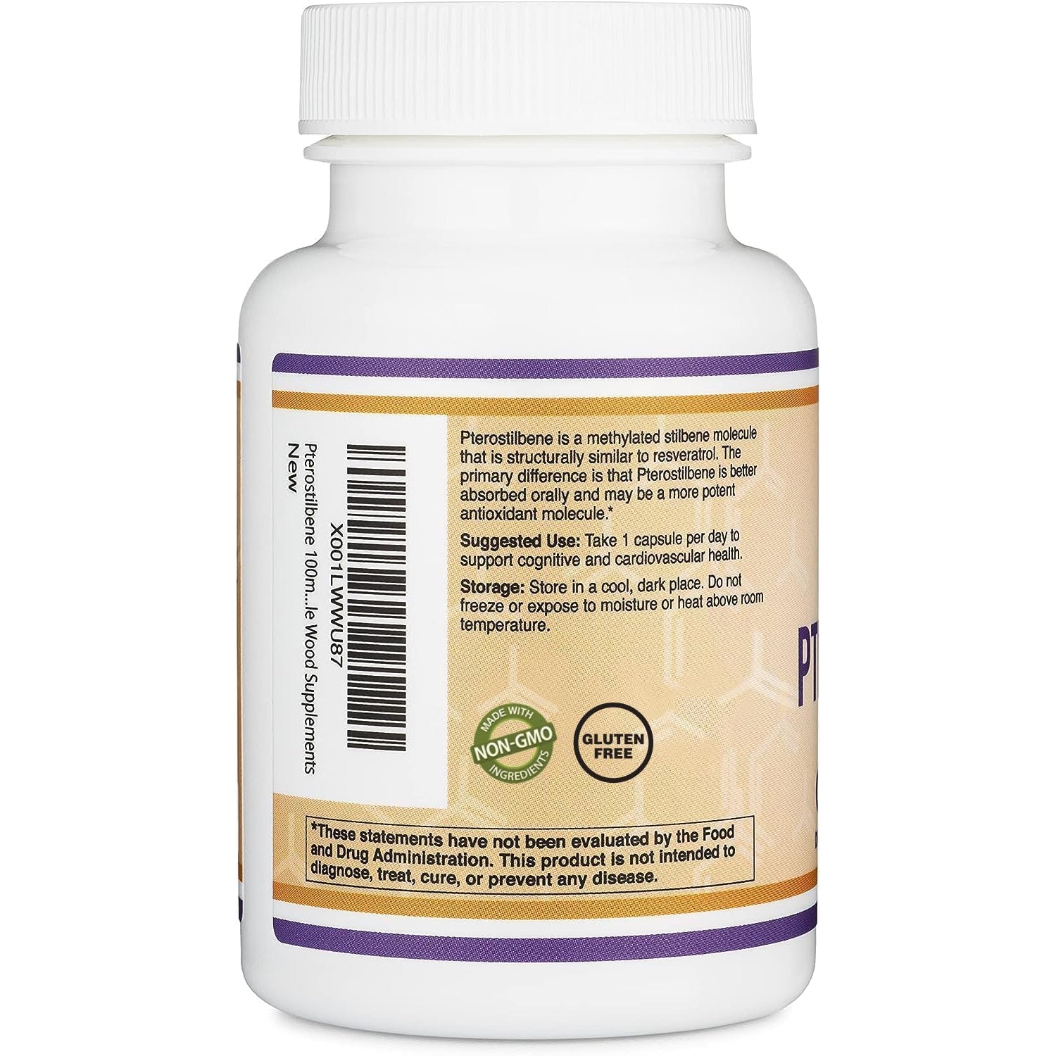 Pterostilbene Supplement 100Mg Capsules (Third Party Tested) 60 Capsules, Superior to Resveratrol, Antioxidant for Longevity Support (Non-Gmo, Gluten Free) by Double Wood
