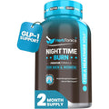 Herbtonics Night Time Burn & Sleep Complex Supports Overnight Metabolism, Stress Relief & Deep Sleep. Includes Melatonin, Valerian and Green Tea – Vegan Bedtime Weight Management (60 Capsules)