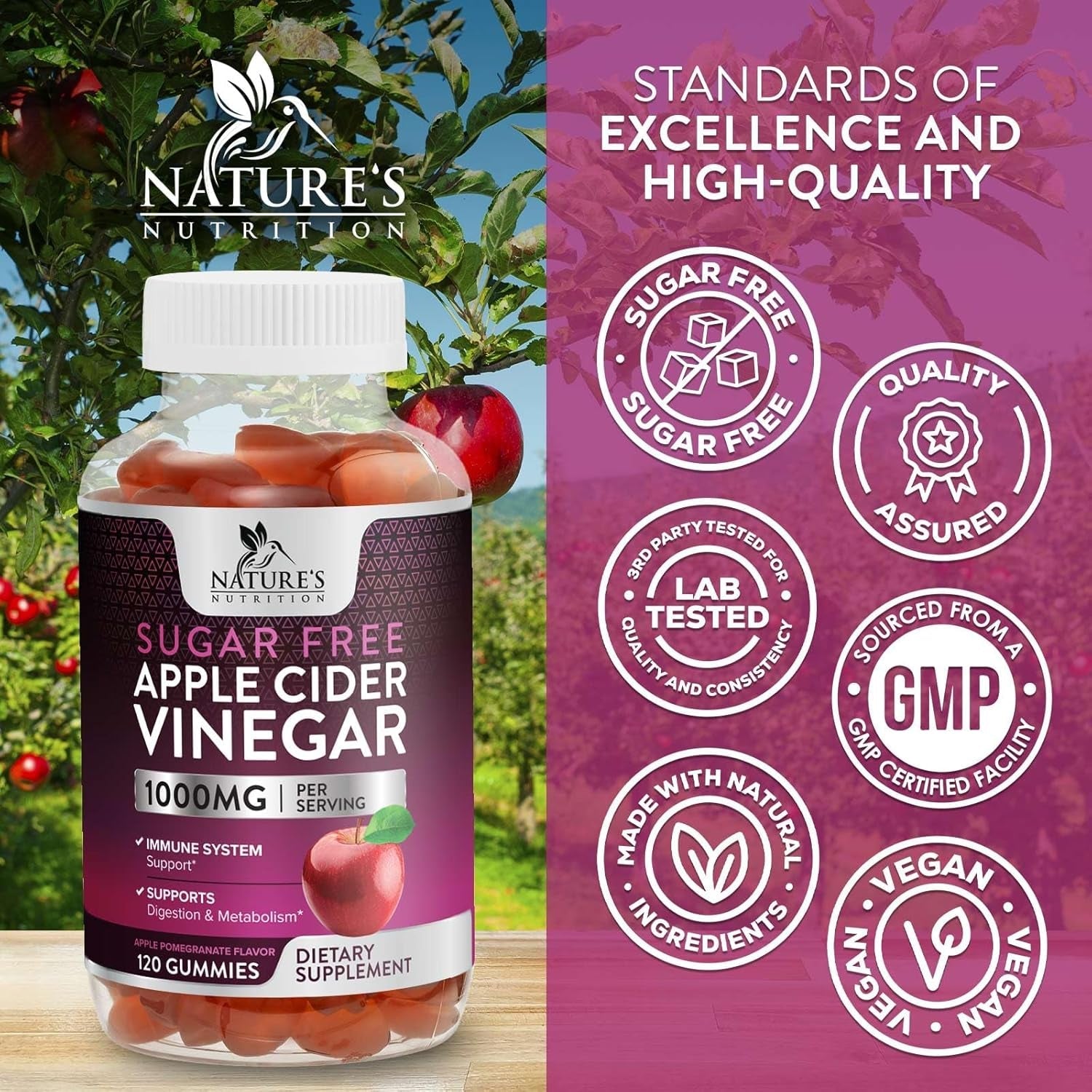 Apple Cider Vinegar Gummies for Weight Loss - Sugar Free - Max Strength ACV Gummy with Vitamin B12 & the Mother - Metabolism & Energy Support - Vegan Apple Cider Vinegar Gummy Supplement - 120 Gummies