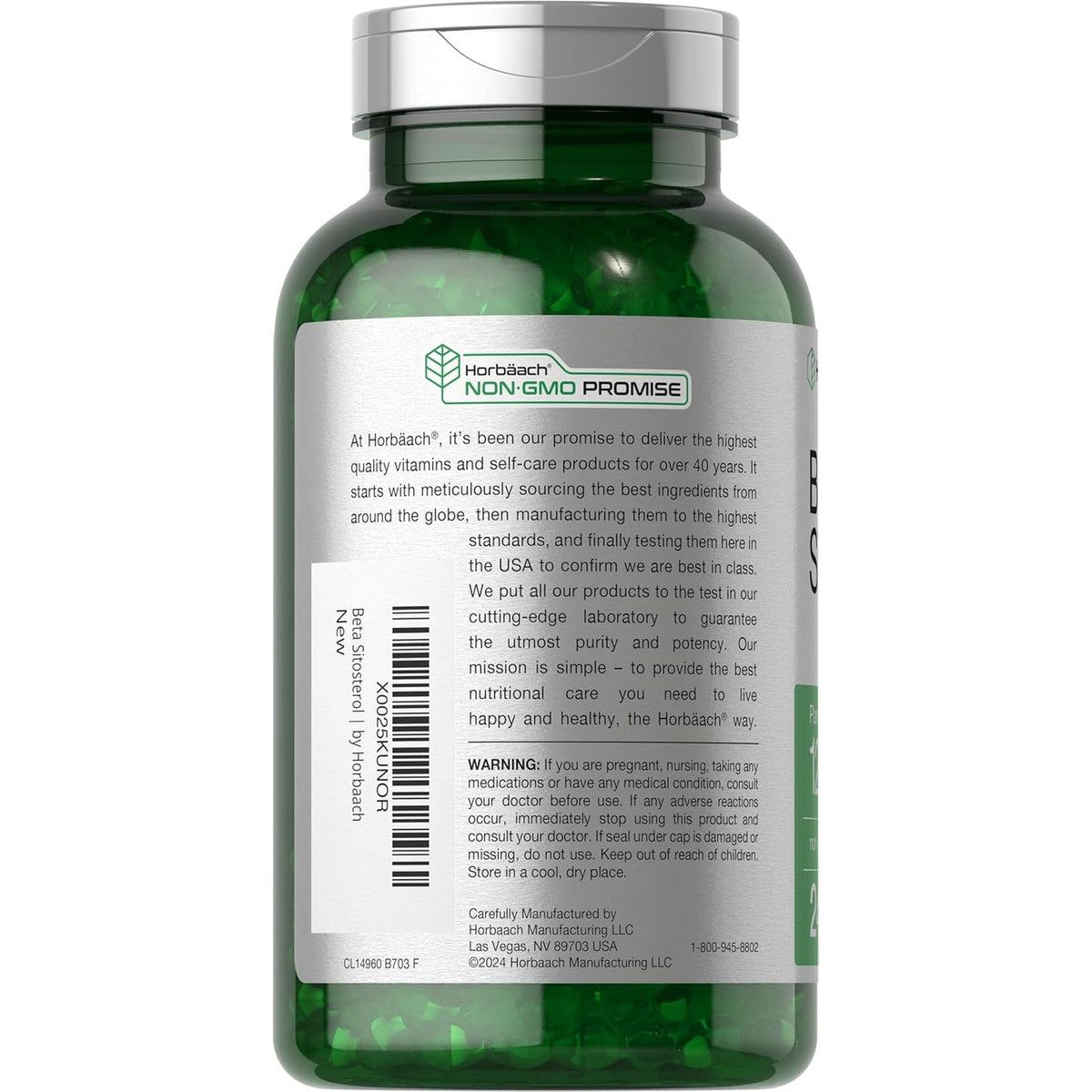 Horbäach Beta Sitosterol 1200Mg | 240 Softgel Capsules | Mega Strength | Plant Sterols Complex | Non-Gmo, Gluten Free Supplement