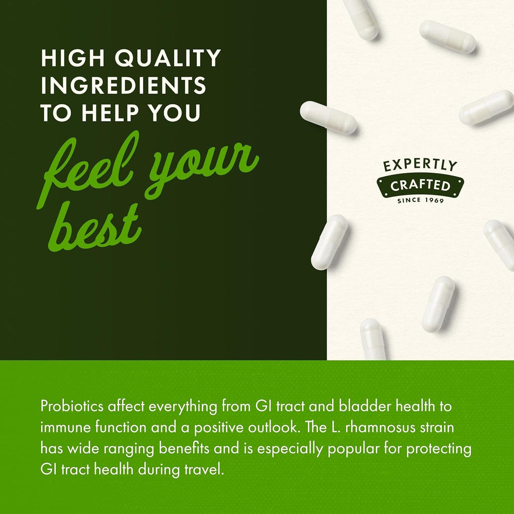 Swanson Lactobacillus Rhamnosus with FOS - 5 Billion CFU - Digestive Health Support with Fructooligosaccharides - Probiotic Support for Gastrointestinal Health* - Vegan - 60 Veggie Caps