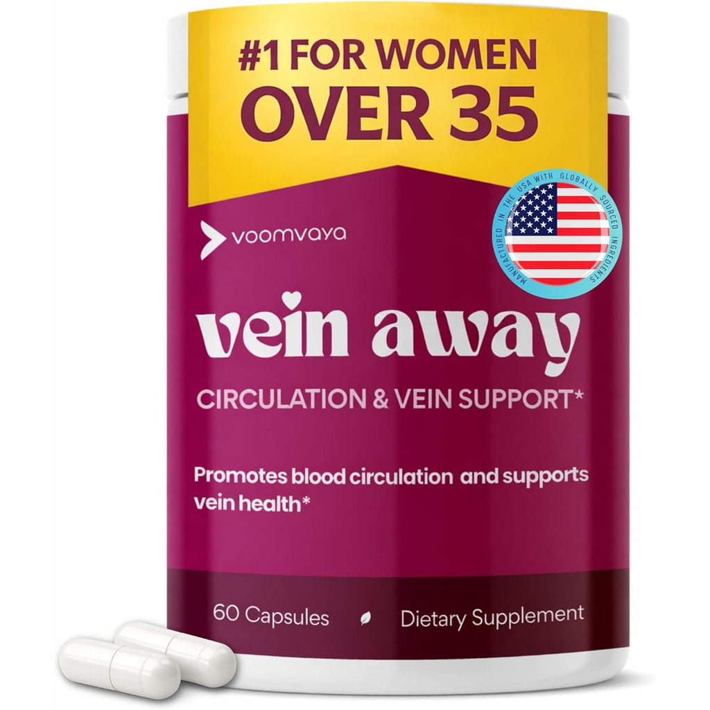 Voomvaya Vein Away – Blood Circulation & Vein Support Supplements for Women 35+ | Spider Veins & Varicose Veins Treatment for Legs | Circulation and Vein Support W/Diosmin & Hesperidin | 60 Capsules