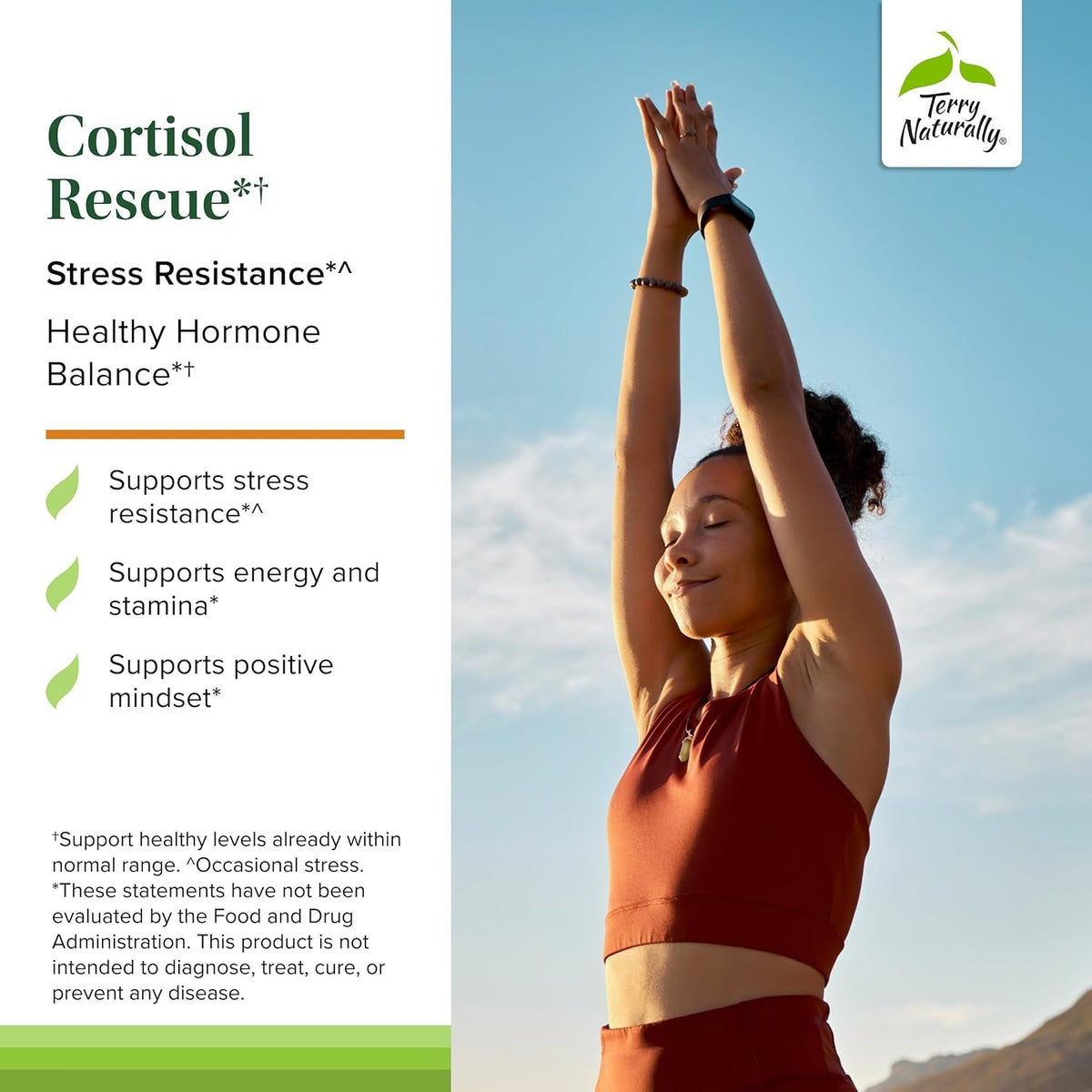 Terry Naturally Cortisol Rescue - 60 Capsules - Vegan, Non-Gmo, Gluten Free - 60 Servings