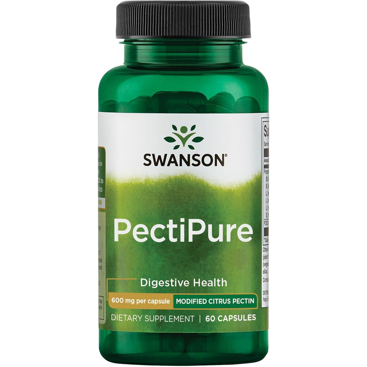 Swanson Pectipure Modified Citrus Pectin Cellular and Digestive Health Supplement for Wellness-Conscious Adults - 82% Galacturonic Acid (60 Capsules, 600 Mg Each)