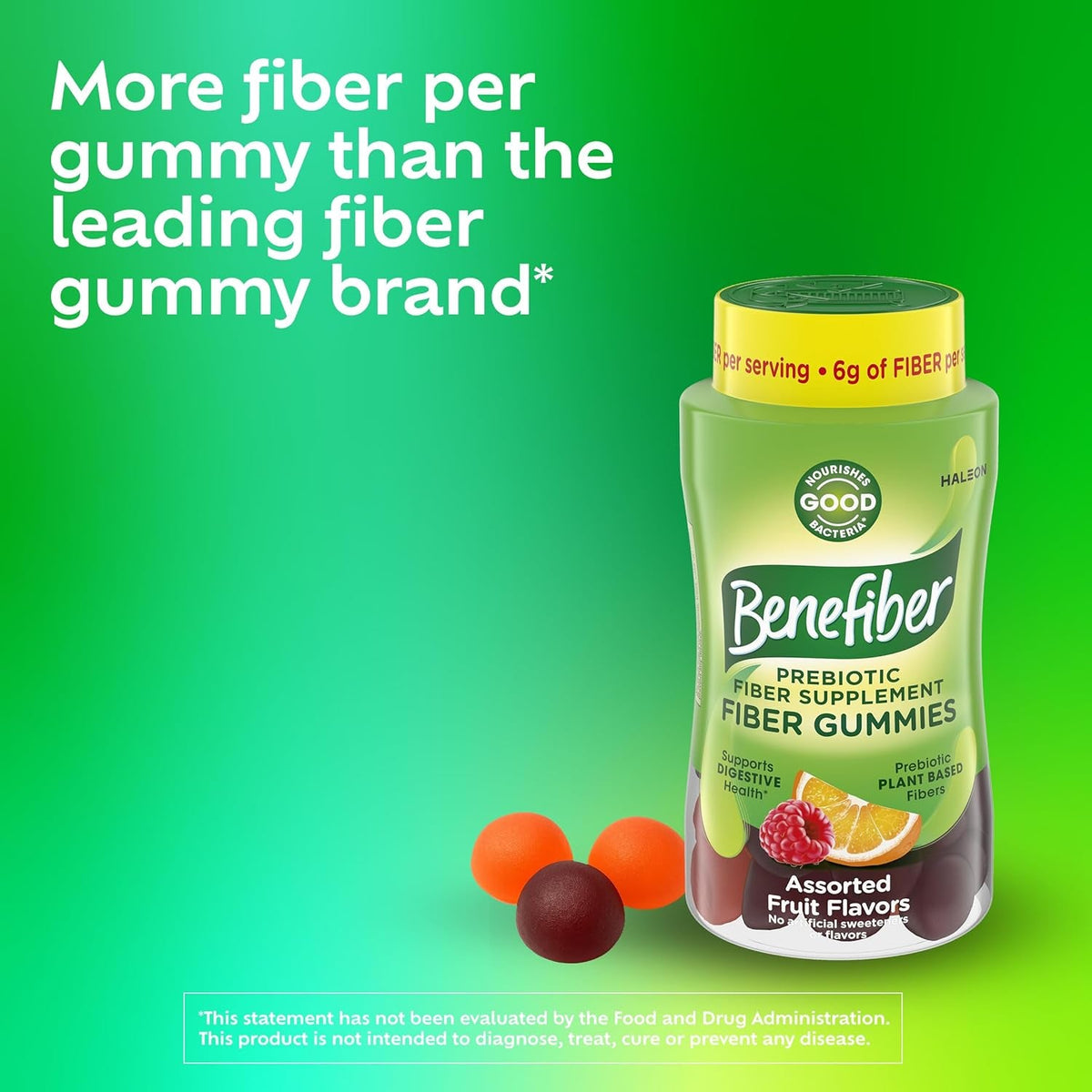 Benefiber Prebiotic GLP-1 Friendly Fiber Supplement Gummies for Digestive Health, Assorted Fruit Flavor - 81 Count