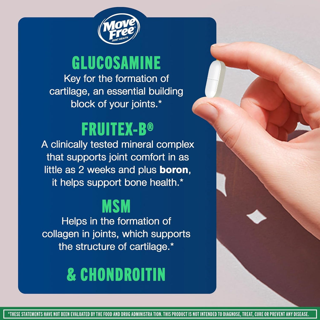 Move Free Advanced Glucosamine Chondroitin MSM Joint Support Supplement, Supports Mobility Comfort Strength Flexibility & Bone - 120 Tablets (40 Servings)*