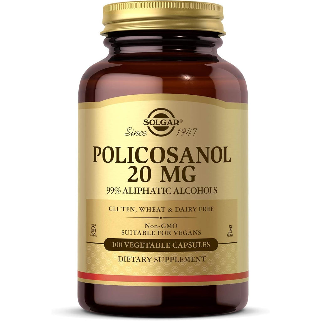 Solgar Policosanol 20 Mg, 100 Vegetable Capsules - Supports Heart Health - General Wellness - Vegan, Gluten Free, Dairy Free, Kosher - 100 Servings