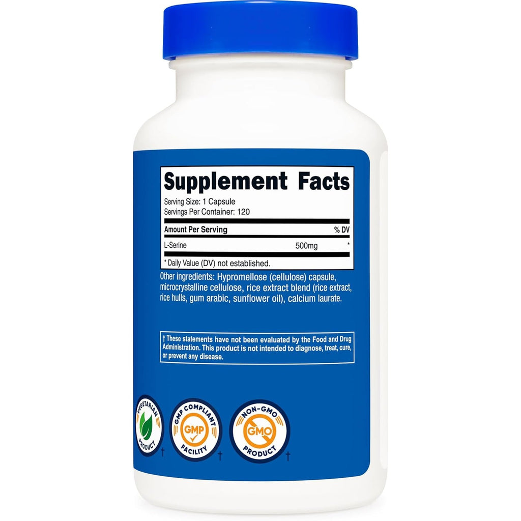 Nutricost L-Serine 500Mg, 120 Capsules, 120 Servings - Vegetarian Capsules, Non-Gmo, Gluten Free