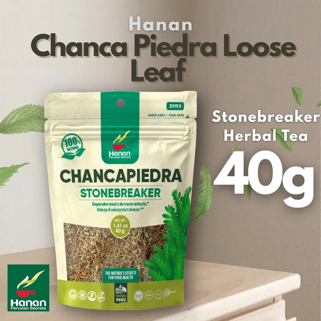 Hanan Chanca Piedra Loose Leaf 1.4Oz - Stonebreaker Herbal Tea 40G Dried Vegan Leaves 100% Natural Chancapiedra Grown in Peru