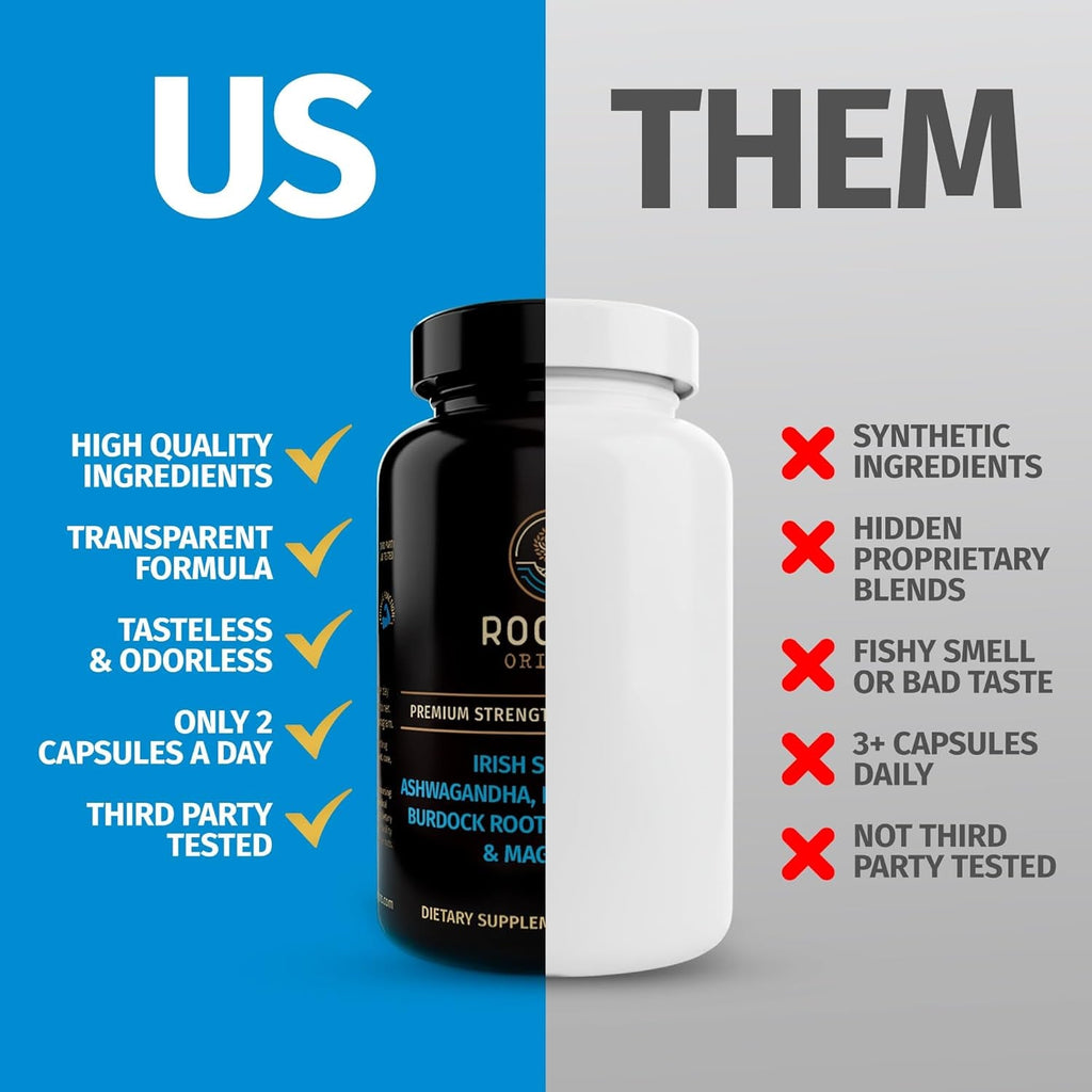 Sea Moss Capsules – Irish Sea Moss Advanced, Magnesium, Ashwaghanda, Black Seed Oil, Burdock Root & Bladderwrack – Immune Support, Gut Health, Energy, & More – 60 Capsules