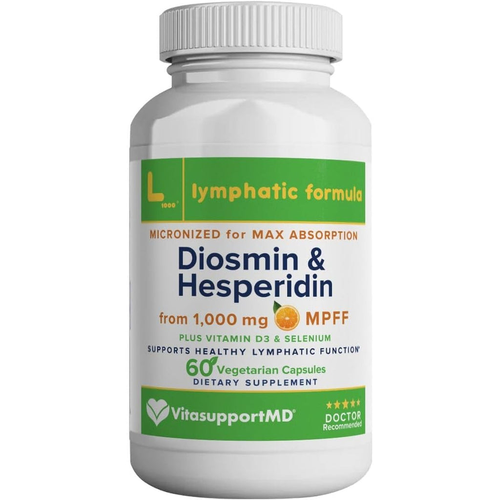 Lymphatic Formula, Diosmin Hesperidin 1000Mg Lymphatic Drainage Supplement, Lymph System Support & Detox, Micronized MPFF Complex Blend with Vitamin D3 & Selenium for Immune Health, 60 Capsules
