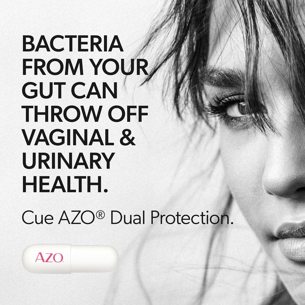 AZO Dual Protection, Urinary + Vaginal Support, Prebiotics and Probiotics for Women*, Starts Working within 24 Hours, Non-Gmo, 30 Count