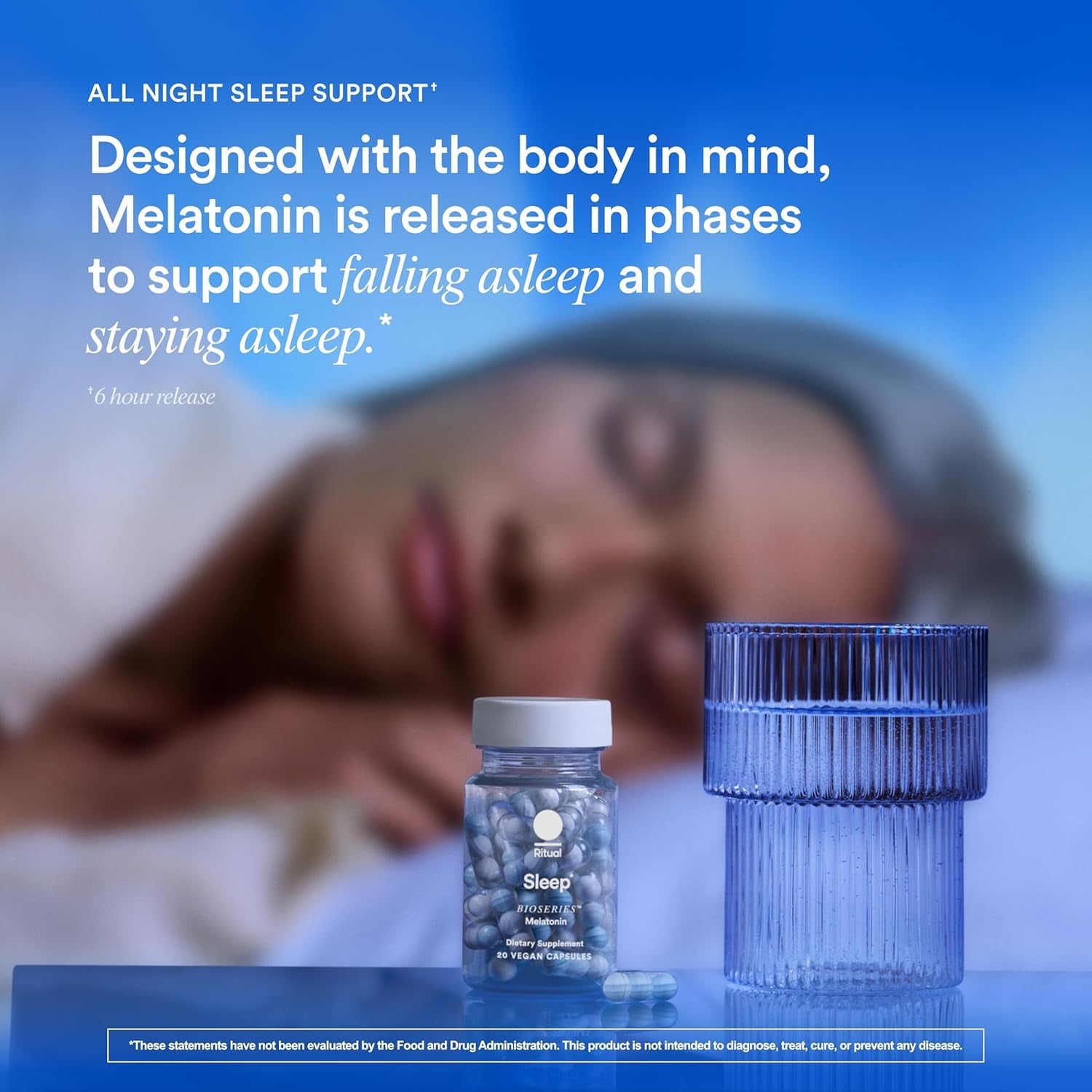 Ritual Sleep Melatonin 5Mg - Sleep Aid Supplement - Bioseries Time Released Capsules Designed for All Night* Sleep Support for Adults - Vegan - Drug-Free - Vanilla - 20 Capsules - 20 Servings