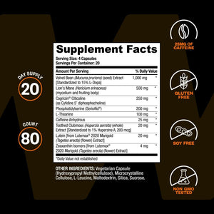 ONNIT Alpha Brain Black Label Capsules, IGEN Non-Gmo Tested Citicoline Brain Supplement for Concentration and Memory, Lion’S Mane, Lutemax Lutein, L Theanine and Mucuna Pruriens, 80 Count