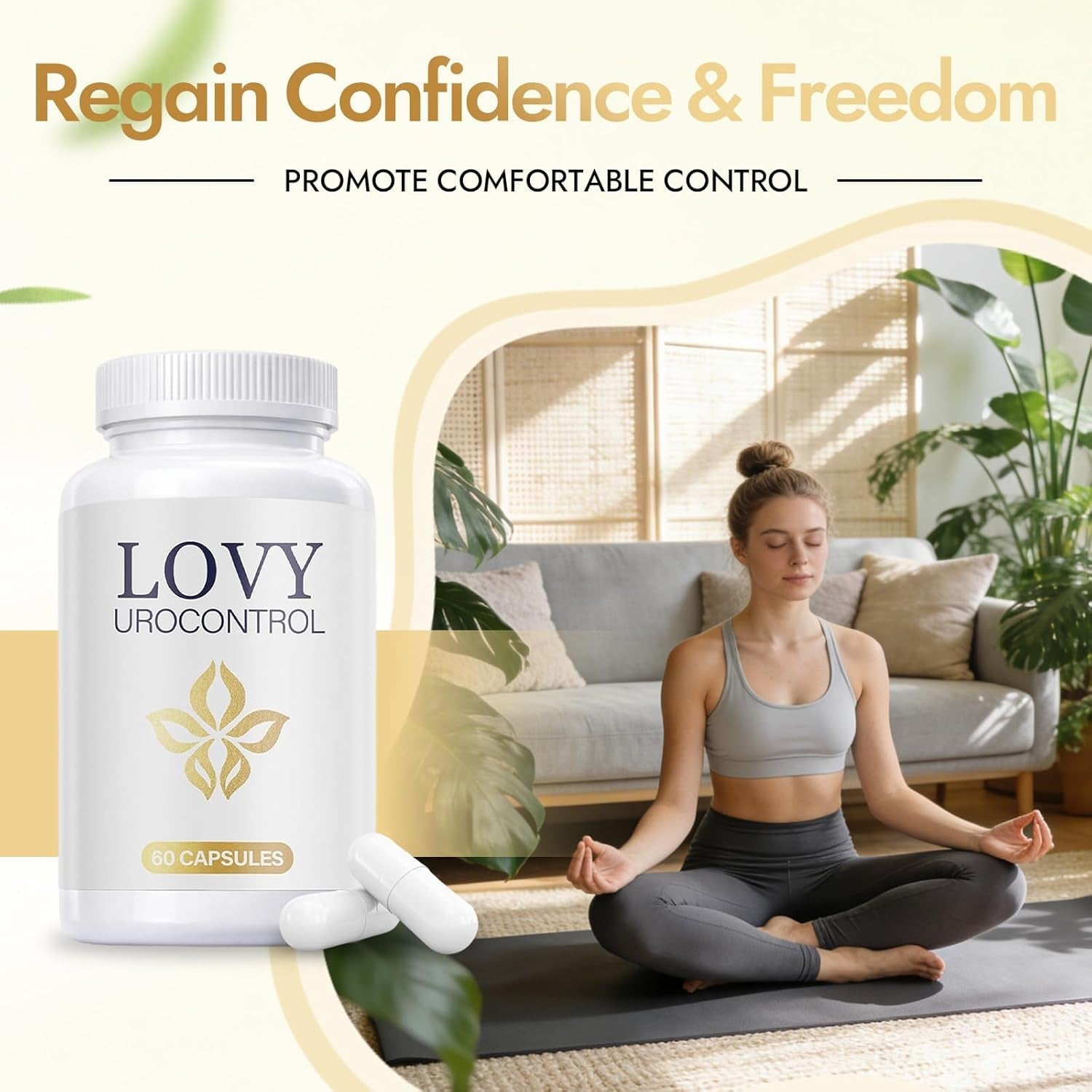 Lovy Urocontrol Capsules – Lovy Bladder Control Supplement with Magnesium, Cranberry & Pumpkin Seed, Herbal Blend for Men & Women, Non-Gmo & Gluten Free – 60 Capsules