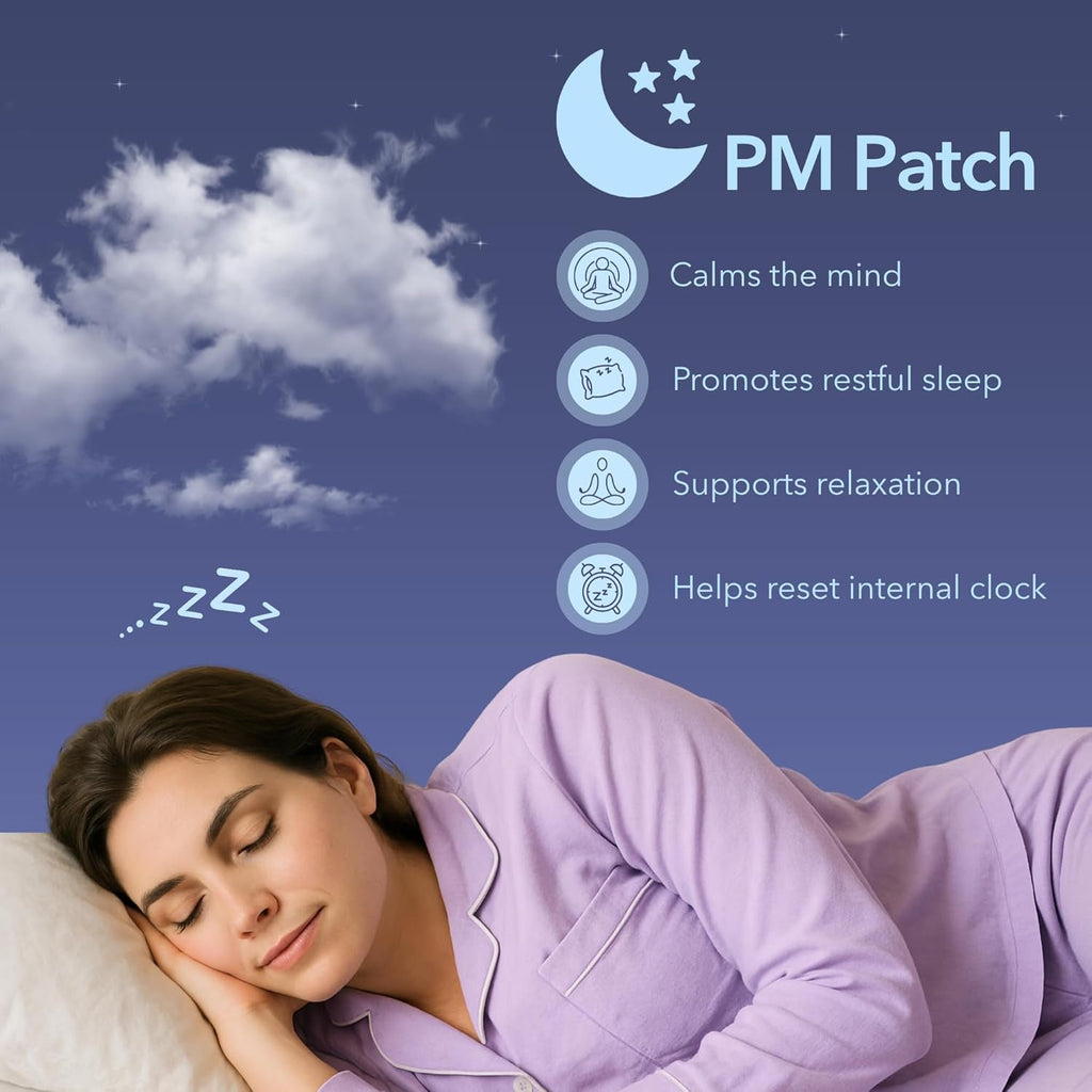 Laki Naturals Jet Lag AM & PM Travel Patches (1 Count, Pack of 8) – Natural Day & Night Support for Travelers – Energy, Focus & Restful Sleep – with B12, Valerian, Lavender & More