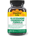 Country Life Glucosamine Chondroitin 1500Mg/1200Mg - Supports Joint Health & Lubrication - Maintains Healthy Cartilage, Tendon, Joint Tissue - Gluten Free, Non-Gmo - 90 Capsules - for Adults
