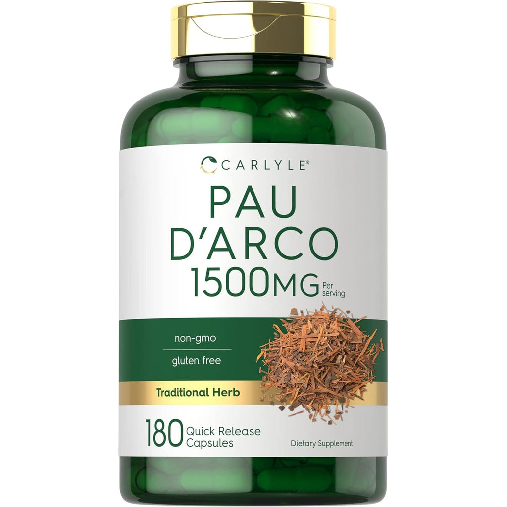 Carlyle PAU D'Arco Capsules | 1500Mg | 180 Count | Herbal Supplement | Non-Gmo, Gluten Free