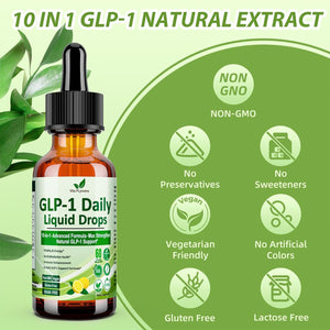 GLP-1 Support Liquid Drops, 10-In-1 Formula with Berberine, Ceylon Cinnamon, Prebiotic Fiber & Green Tea Extract | Support Healthy Metabolism, Digestive & Gut Health for Women & Men | Vegan, Non-Gmo