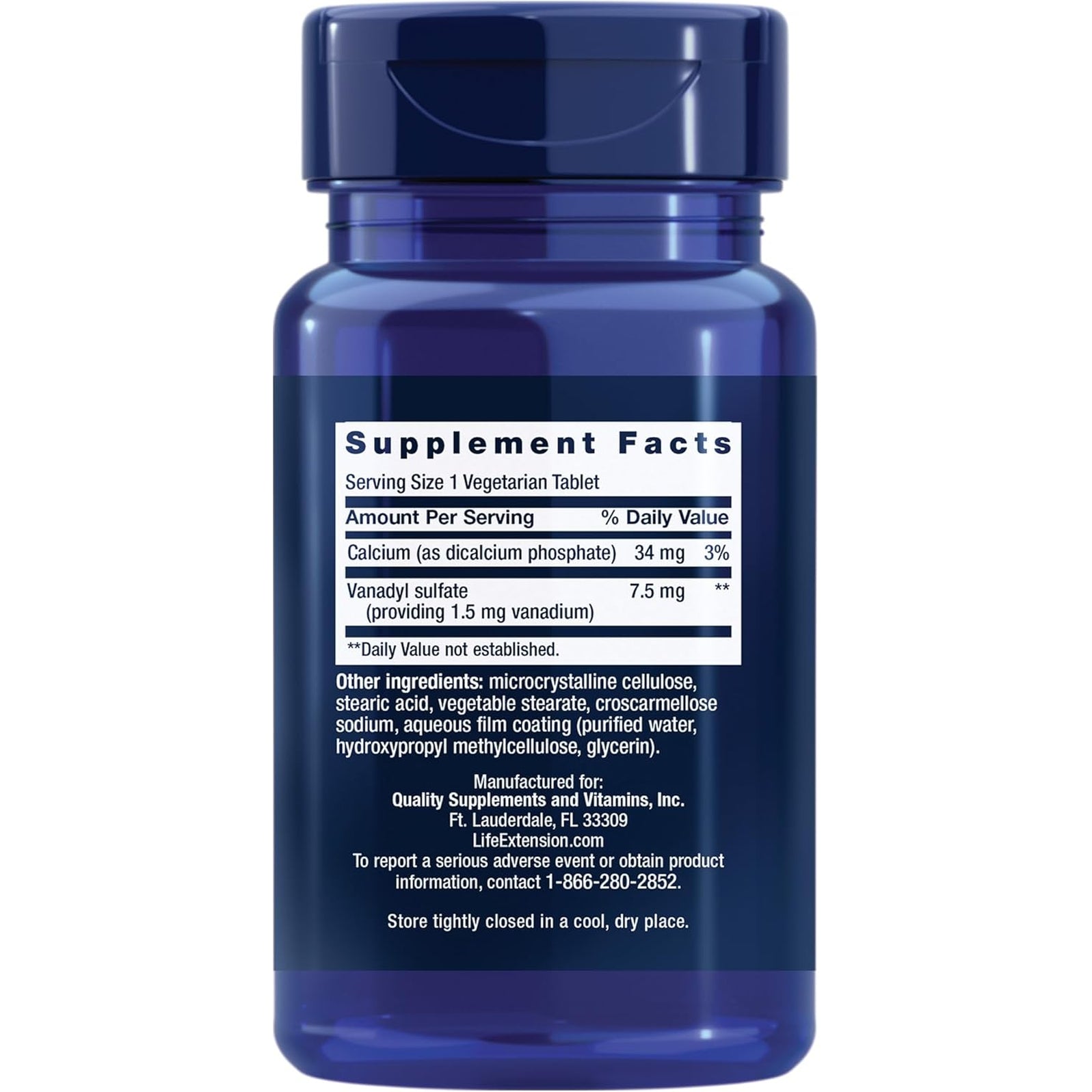 Life Extension Vanadyl Sulfate, Trace Mineral, Vanadium, Healthy Glycemic Balance, Healthy Metabolism, Hormone Function, Gluten-Free, Non-Gmo, Vegetarian – 100 Tablets
