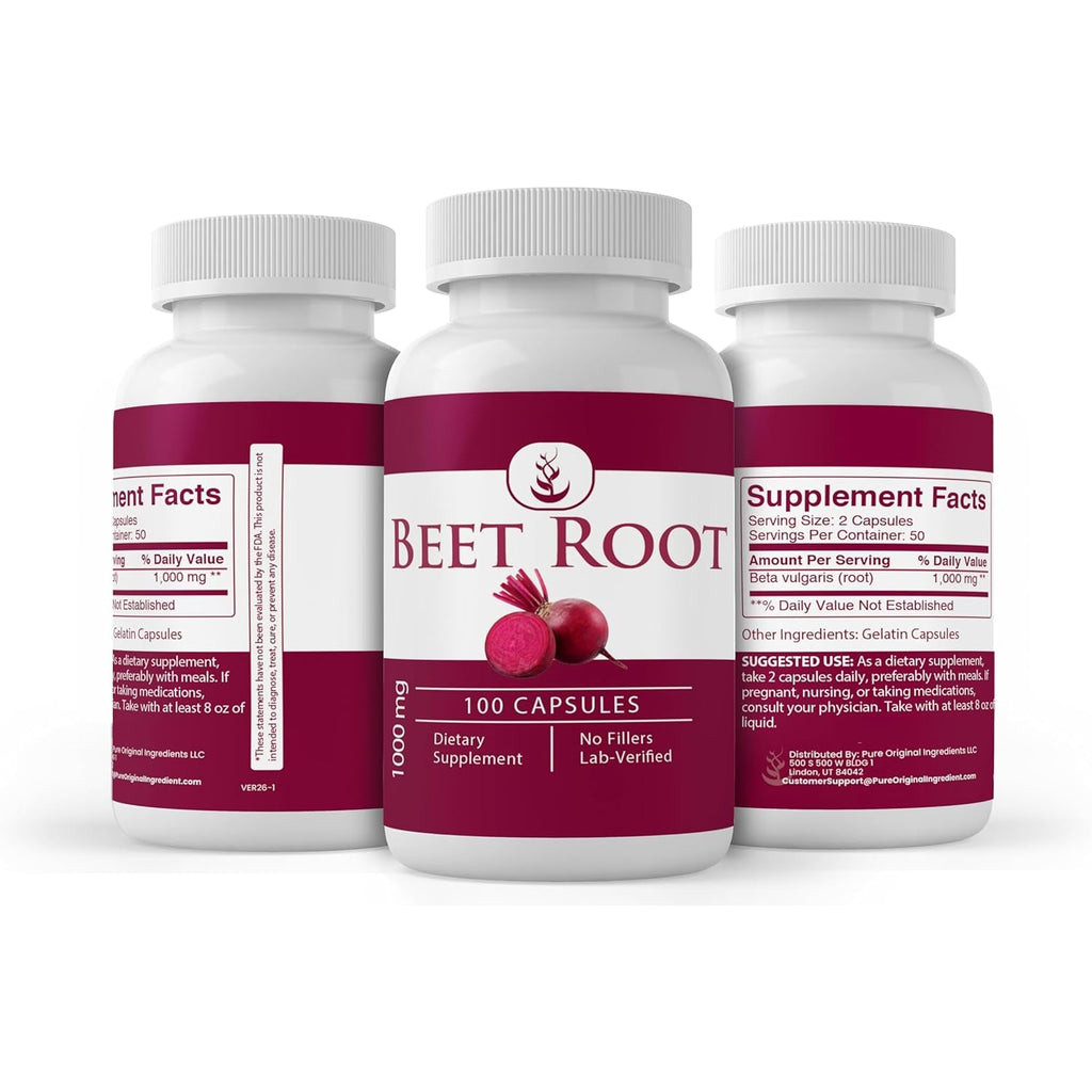 Pure Original Ingredients Beet Root, (100 Capsules) Always Pure, No Additives or Fillers, Lab Verified