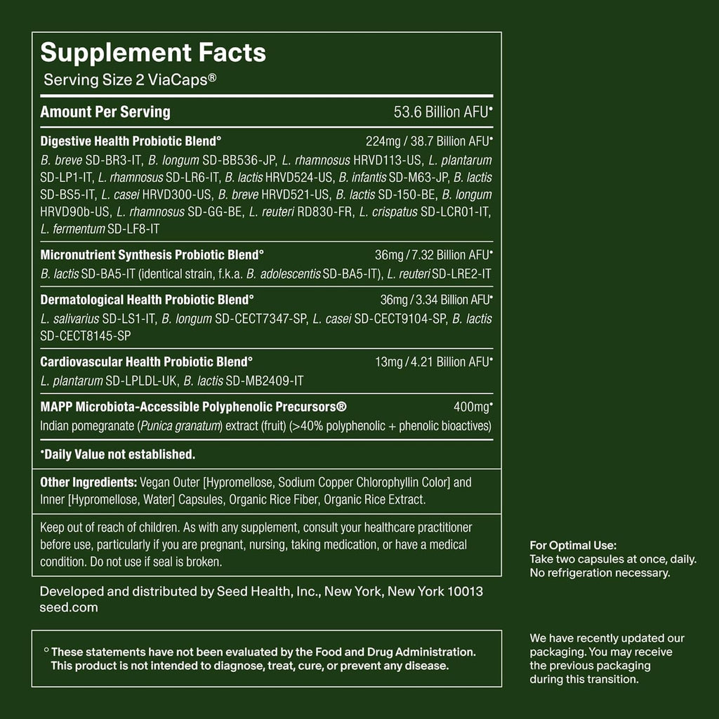 Seed DS-01 Daily Synbiotic - Prebiotic and Probiotic for Women & Men - Digestive Health, Gut Health, Immune Support, Bloating & Constipation Relief - Vegan & Shelf-Stable - 30-Day Starter (60Ct)