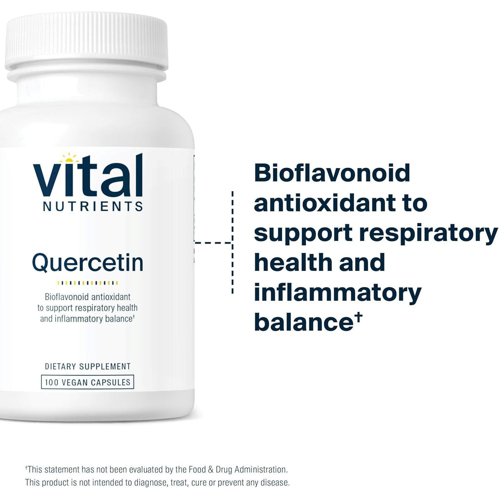 Vital Nutrients Quercetin - Vegan Quercetin Supplement with Bioflavonoids for Sinus, Respiratory, Heart, & Immune Function Support - Gluten, Dairy, Soy Free - 500Mg - 100 Capsules