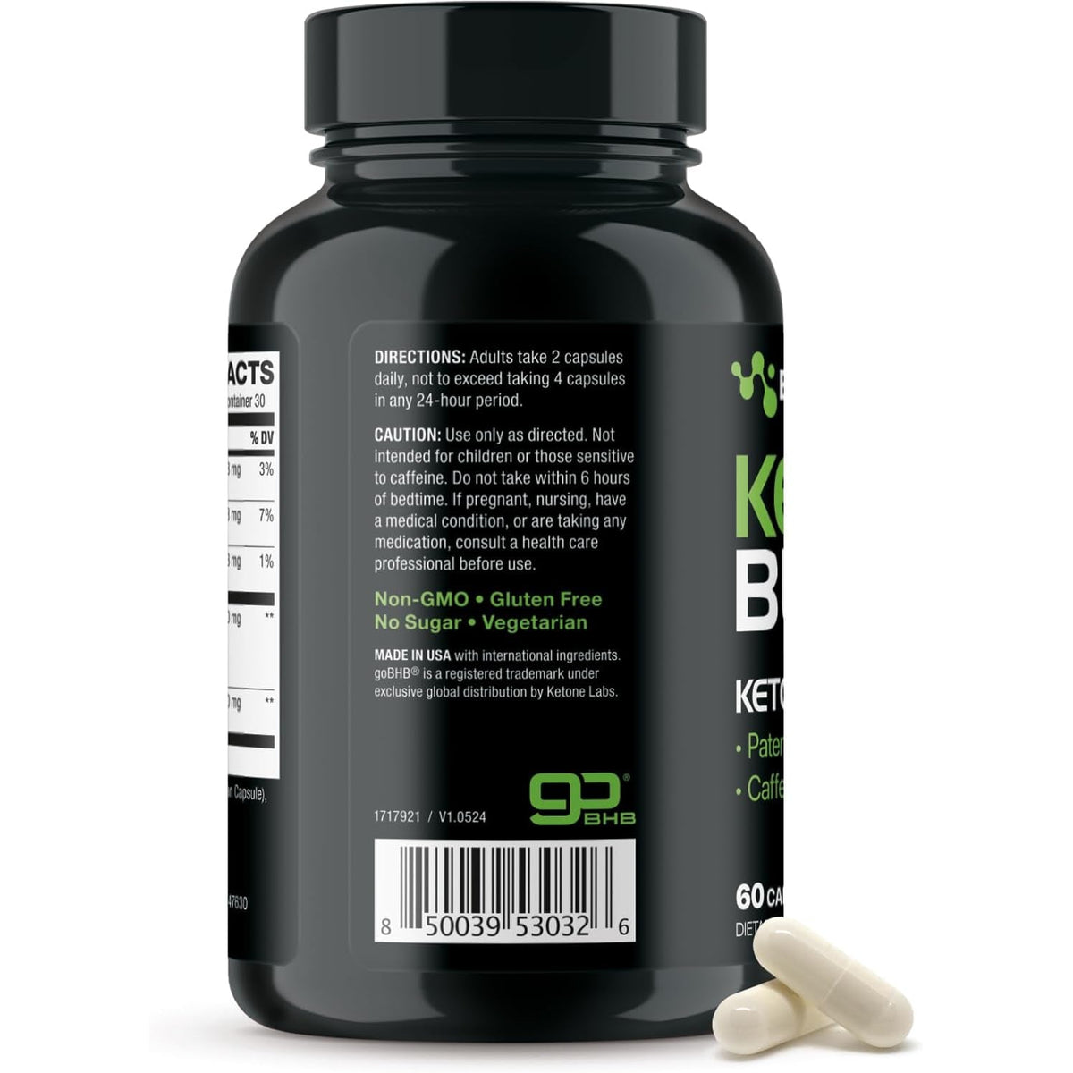 Keto BHB Exogenous Ketones Supplement - BHB Science Keto Diet Pills with Patented Gobhb and Caffeine for Natural Energy Focus Body Sculpting & Ketosis Support - Vegetarian & Non-Gmo (1 Month Supply)