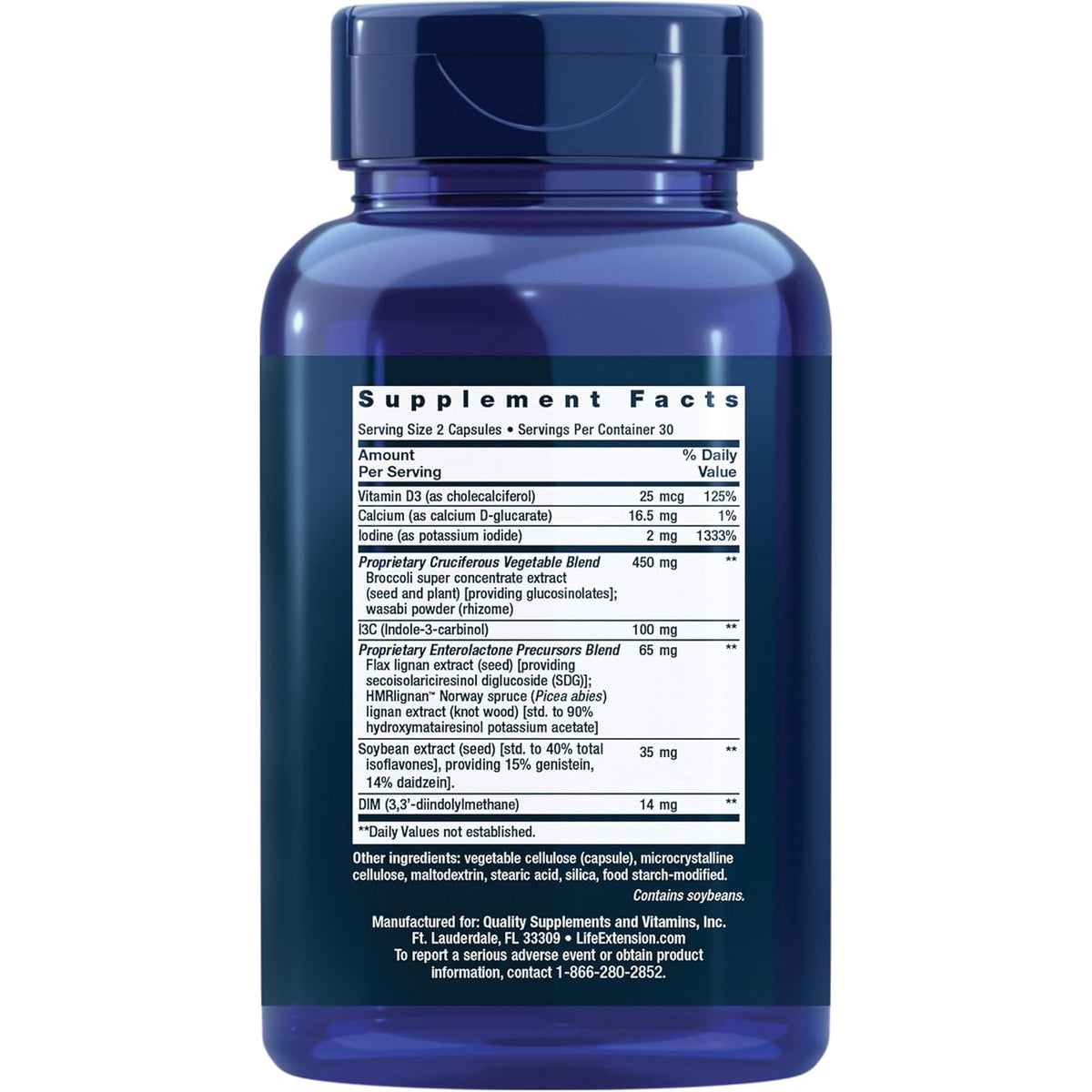 Life Extension Breast Health Formula, Breast Health Supplement, Hormone Balance, Broccoli, Soy Isoflavones, Indole-3-Carbinol, Flaxseed Lignans, Gluten Free, Non-Gmo, Vegetarian, 60 Capsules