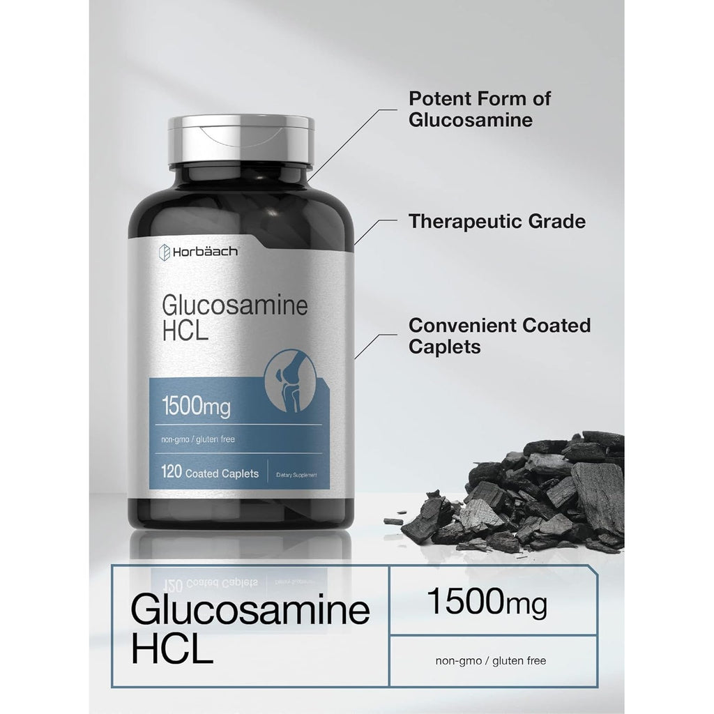 Horbäach Glucosamine HCL | 1500Mg | 120 Caplets | Non-Gmo and Gluten Free Supplement