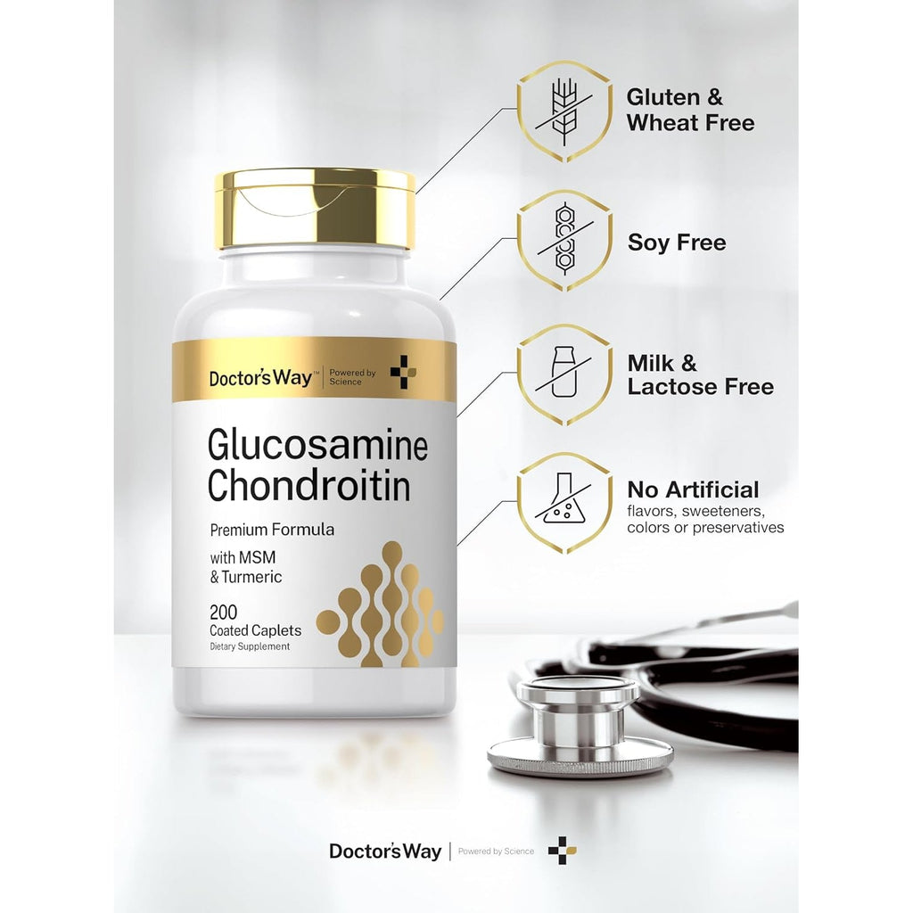 Doctor'S Way Glucosamine Chondroitin MSM Turmeric | 200 Caplets | Complex Supplement for Adults | Non-Gmo, Gluten Free