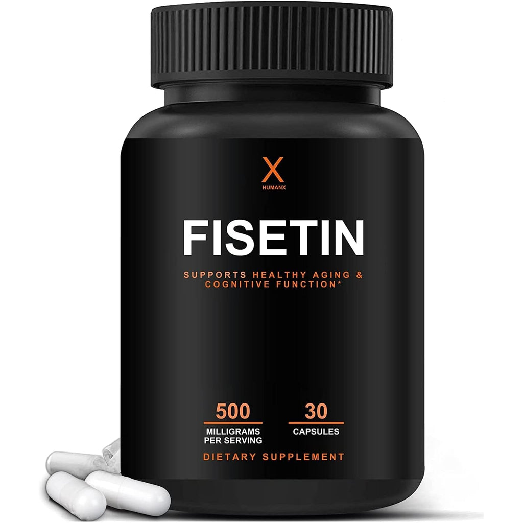 HUMANX Fisetin 500Mg - 98% Pure Fisetin Supplement - Powerful Serving Size (Similar to Apigenin, Luteolin, Quercetin) Senolytic Activator - Natural Polypheonols - USA Made, Non-Gmo Fisetin Capsules