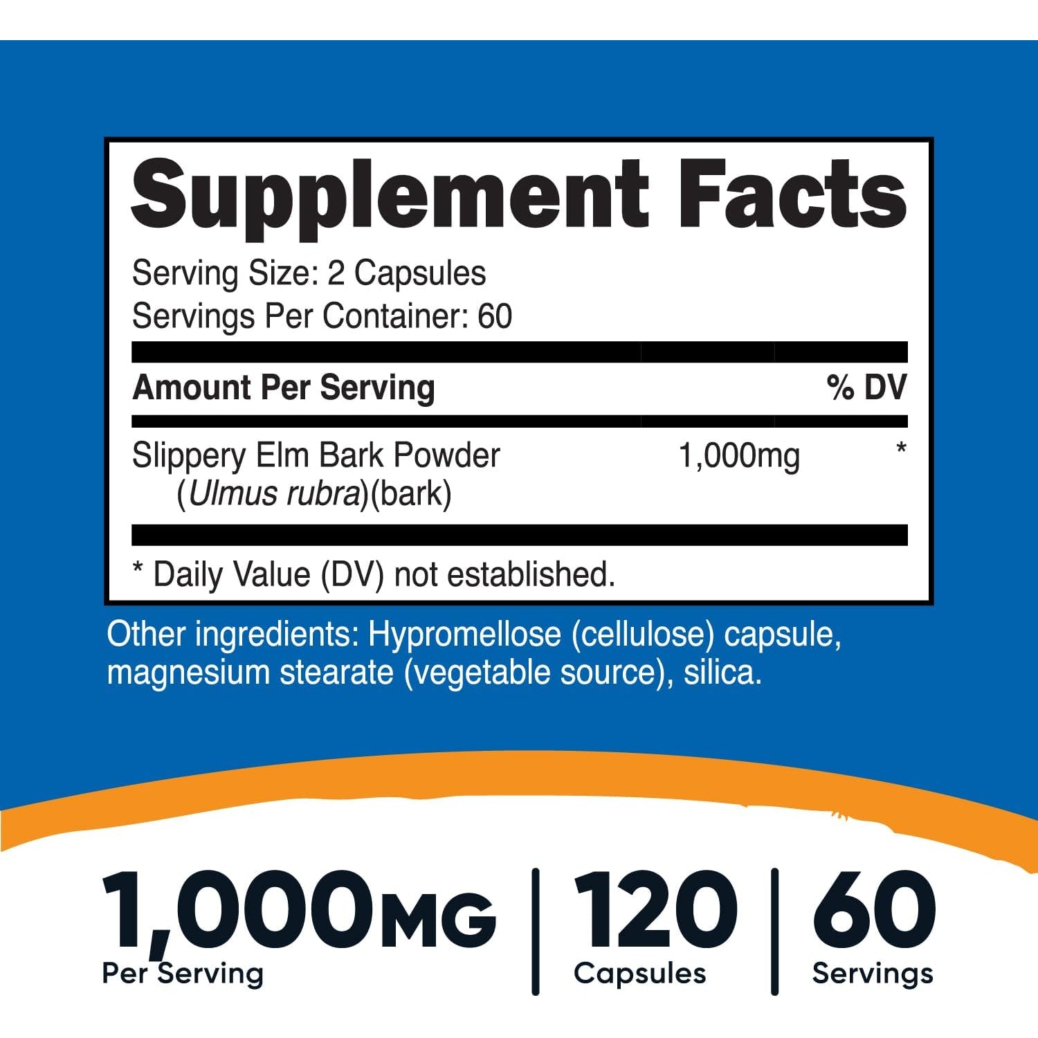 Nutricost Slippery Elm Bark Capsules 1000Mg per Serving, 120 Capsules - Non-Gmo, Gluten Free, Vegetarian Friendly