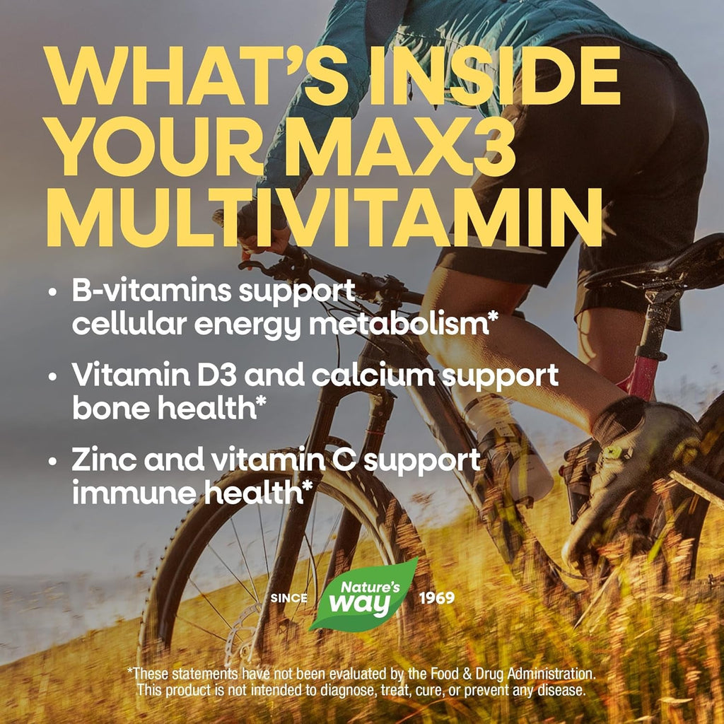 Nature'S Way Alive! Max3 Potency Daily Multivitamin with Iron, High Potency Adult Multivitamins to Support Cellular Energy Metabolism, Heart, and Muscle Function* for Women & Men, 90 Tablets
