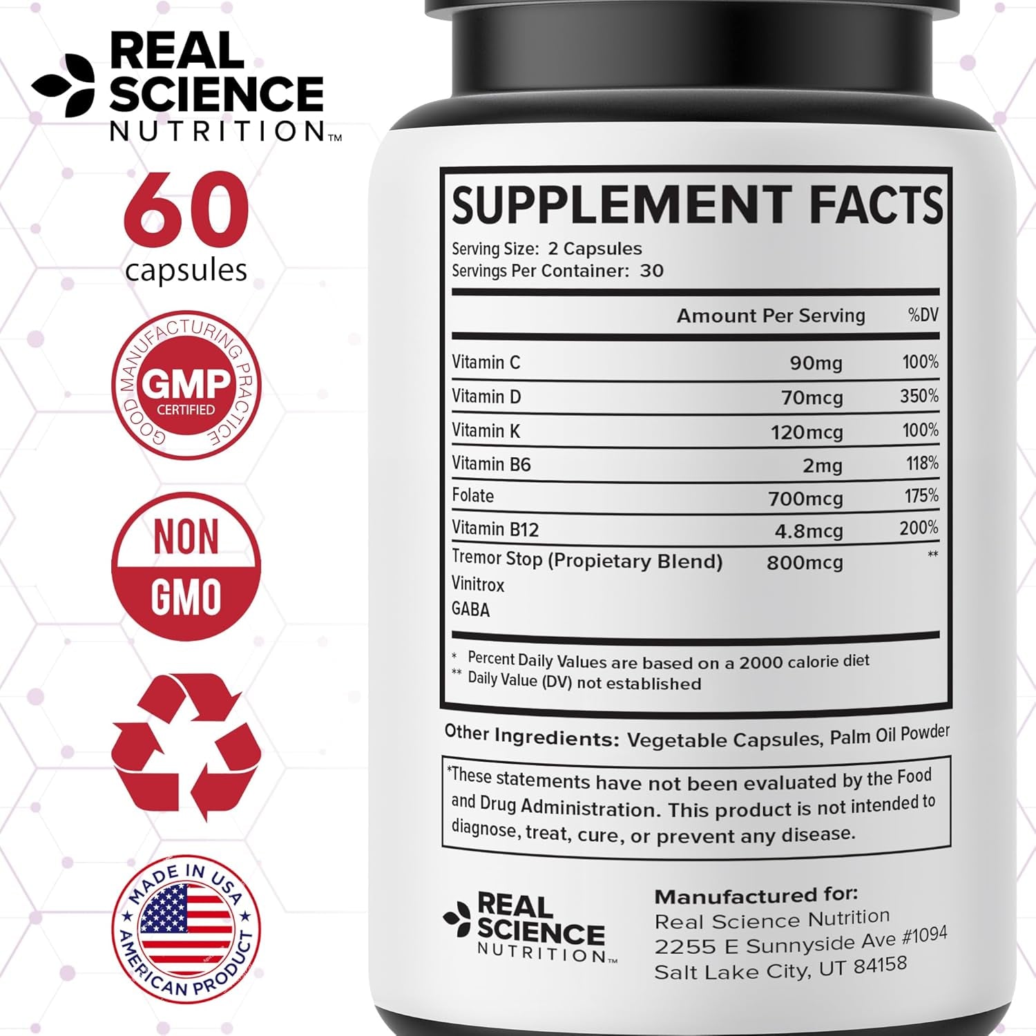 Real Science Fibromoxy Miracle – All Natural Fibromyalgia Relief Supplement for Pain, Stiffness & Fatigue with Vitamins B6, B12, C, D, K + Nitric Oxide Support – Neurological & Circulatory Aid, 60Caps