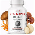 Dr. Love Roar Lion’S Mane Mushroom Supplement – Plant-Based Formula with Cordyceps, Reishi & Shiitake – Vegan, Gluten-Free, GMP Certified, Made in USA – 60 Capsules, 1 Month Supply