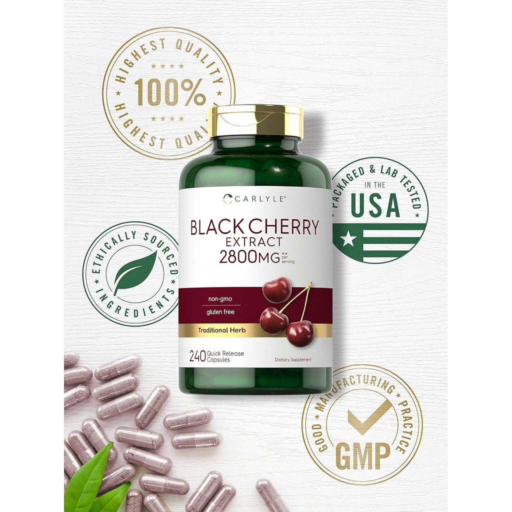 Carlyle Black Cherry Extract Concentrate | 240 Capsules | Non-Gmo and Gluten Free Formula | Prunus Serotina Supplement
