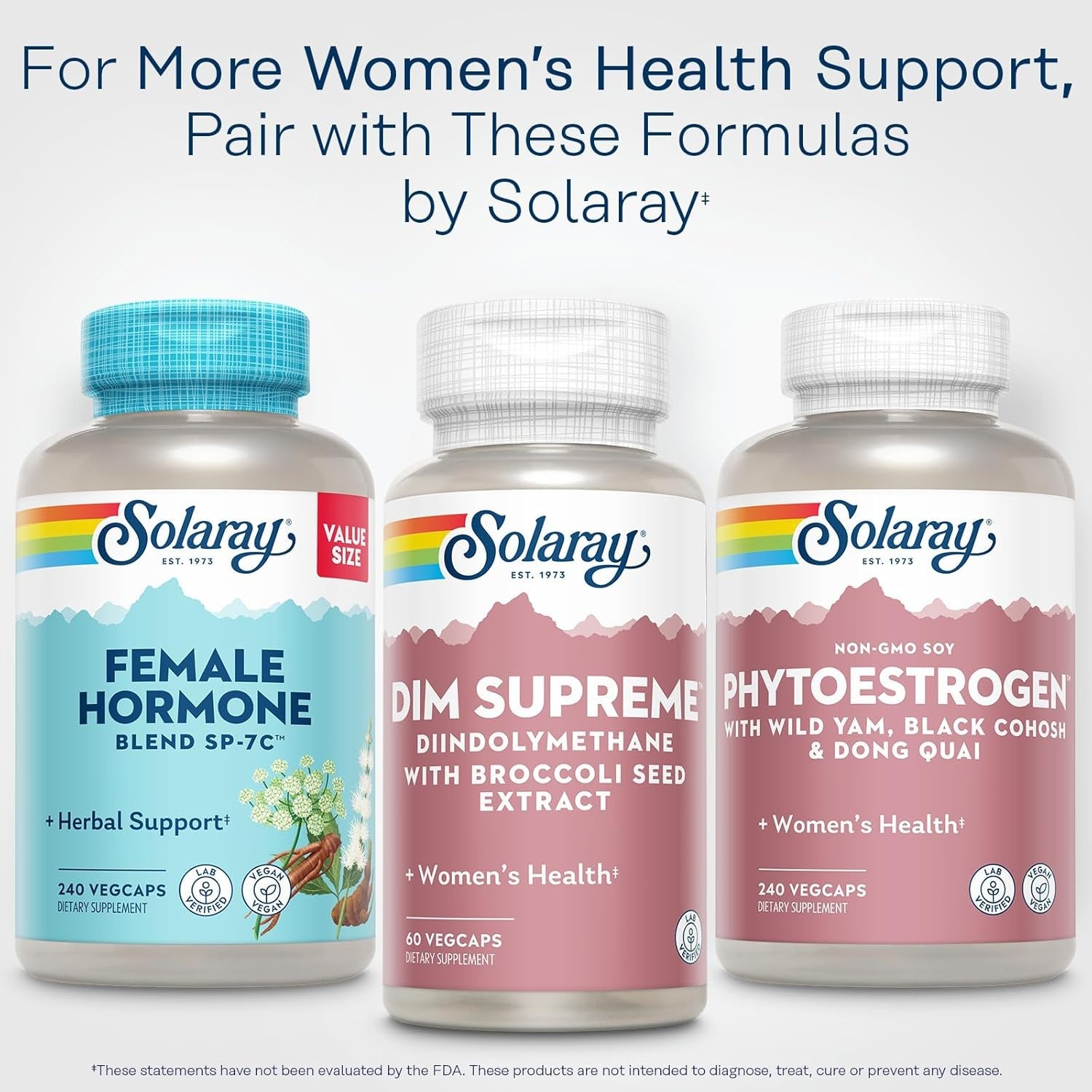SOLARAY DIM Supreme - DIM Supplement 100Mg - Diindolylmethane DIM Complex with Broccoli Seed Extract and Bioflavonoids - Women'S Health and Balance Support - 60-Day Guarantee - 60 Servings, 60 Vegcaps